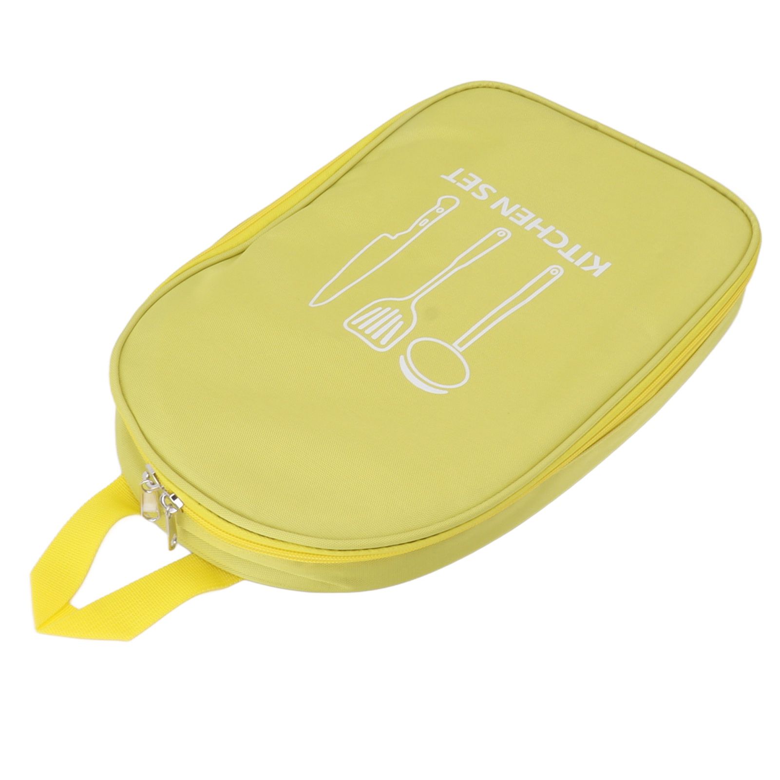 Camping Travel Cooking Utensils Bag Travel Cookware Pouch Bag with Handle for BBQ Camp Cookware Kitchen Kit Yellow - Image 2