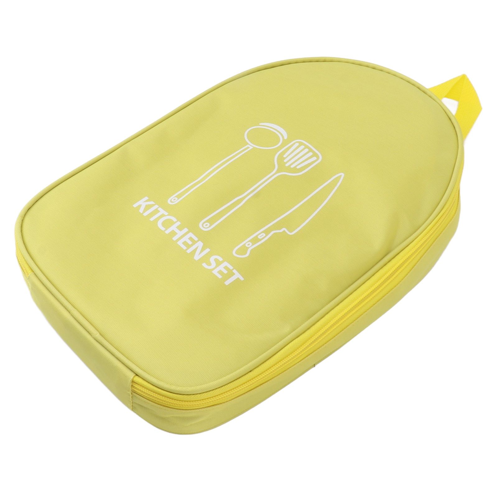 Camping Travel Cooking Utensils Bag Travel Cookware Pouch Bag with Handle for BBQ Camp Cookware Kitchen Kit Yellow - Image 4