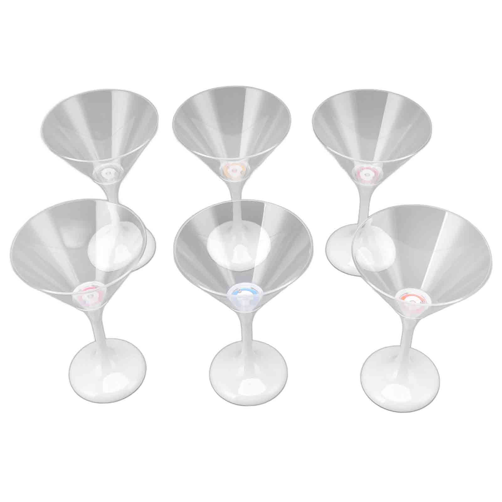6Pcs LED Light Up Flashing Plastic Martini Glasses 210ml LED Cocktail Glasses with Stem Party Prop Glow Cup - Image 1