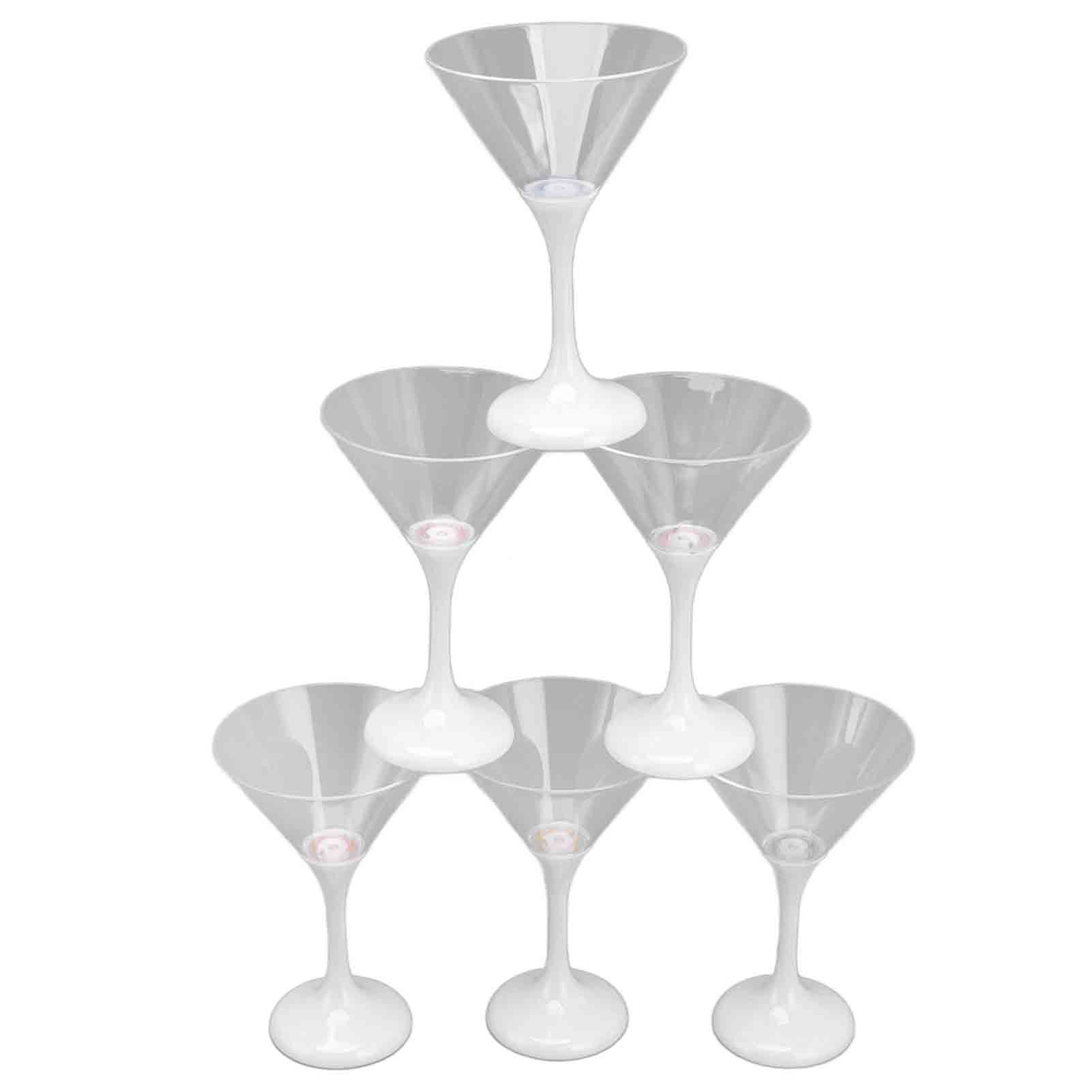 6Pcs LED Light Up Flashing Plastic Martini Glasses 210ml LED Cocktail Glasses with Stem Party Prop Glow Cup - Image 3