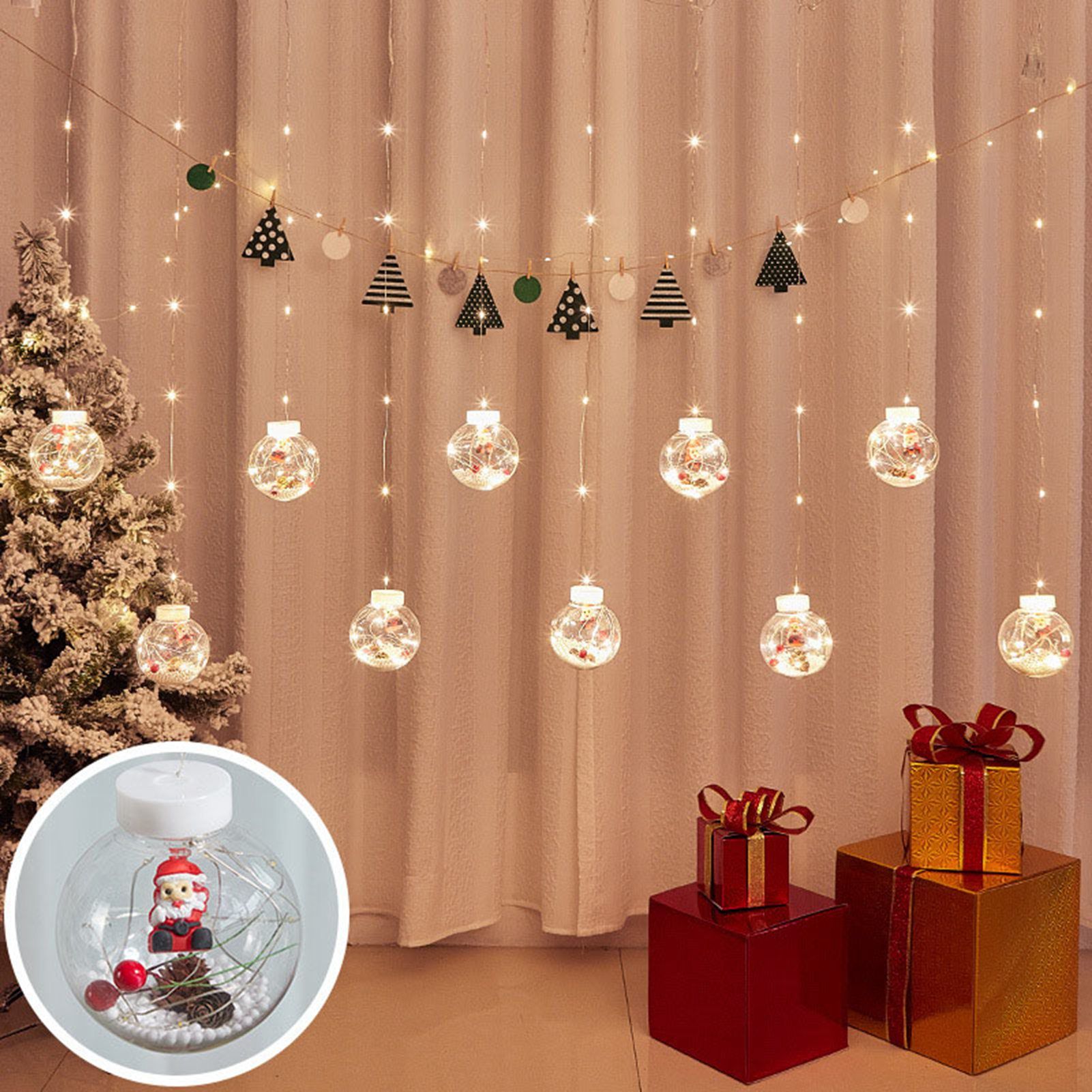 Globe String Lights Santa Style Powered Safe PVC Christmas String Lights for Home Cafe Party - Image 5
