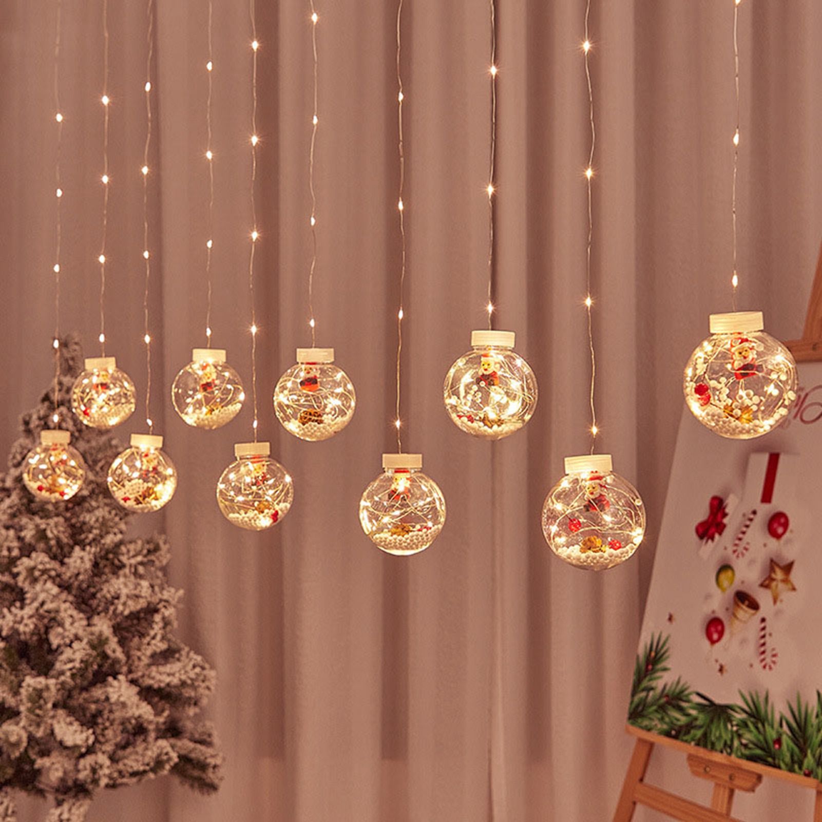 Globe String Lights Santa Style Powered Safe PVC Christmas String Lights for Home Cafe Party - Image 8
