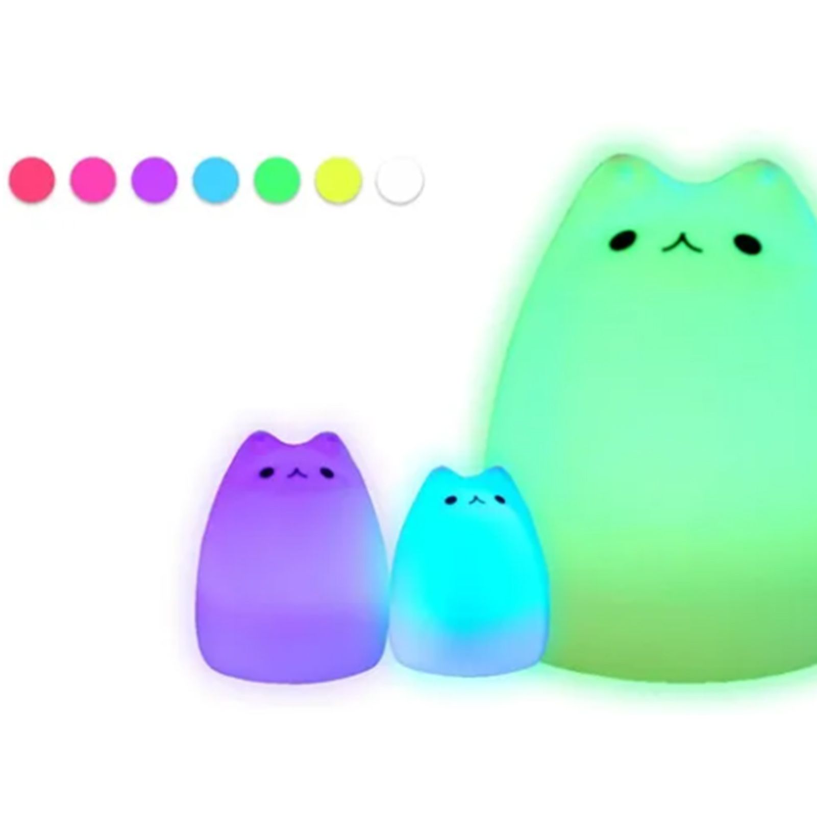 Cute Cat Night Light for Kids 7 Color LED Tap Nursery Night Light USB Rechargeable Bedside Night Lamp - Image 7