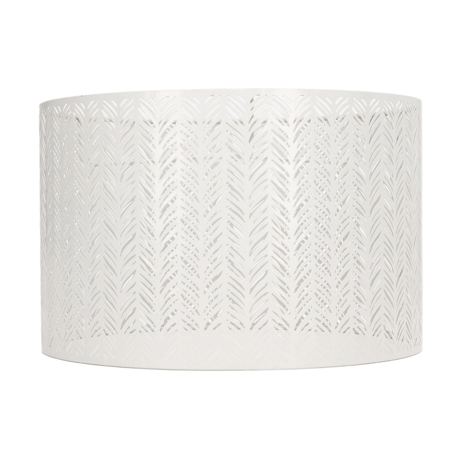 Drum Lamp Shade E27 E14 Clip Fir Leaf Shape Hollow Out Metal Decorative Lampshade Cover for Table Wall Ceiling Lamp White - Image 1