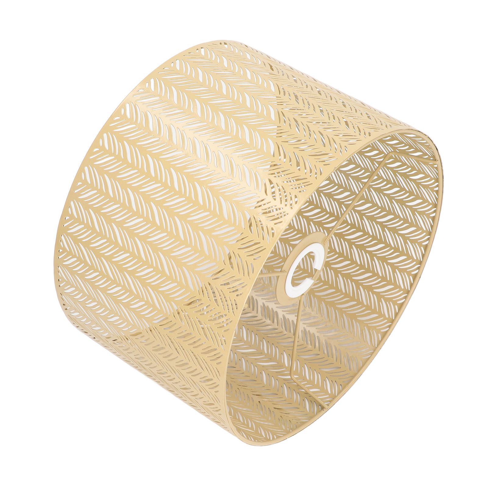 Drum Lamp Shade E27 E14 Clip Fir Leaf Shape Hollow Out Metal Decorative Lampshade Cover for Table Wall Ceiling Lamp Gold - Image 2