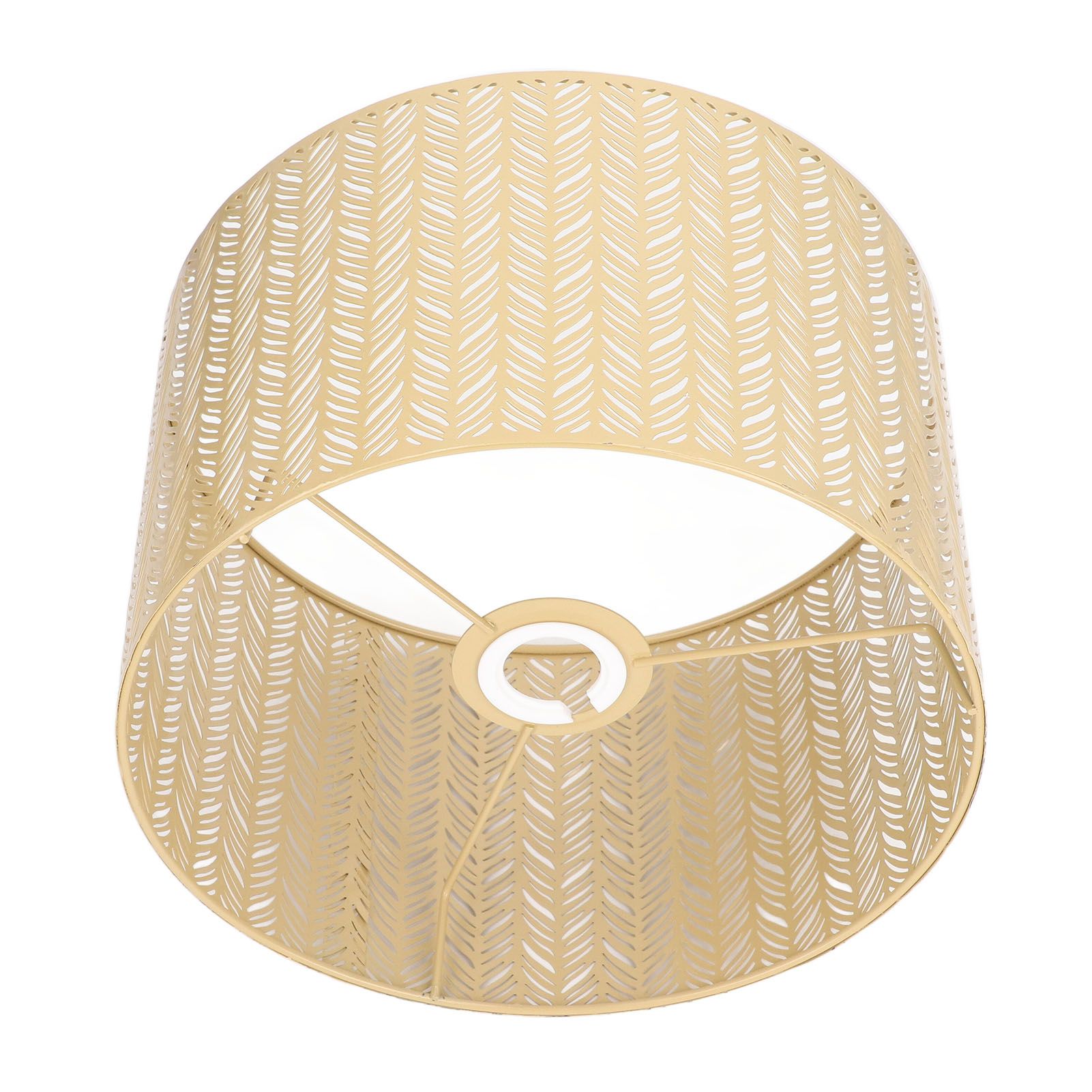 Drum Lamp Shade E27 E14 Clip Fir Leaf Shape Hollow Out Metal Decorative Lampshade Cover for Table Wall Ceiling Lamp Gold - Image 3