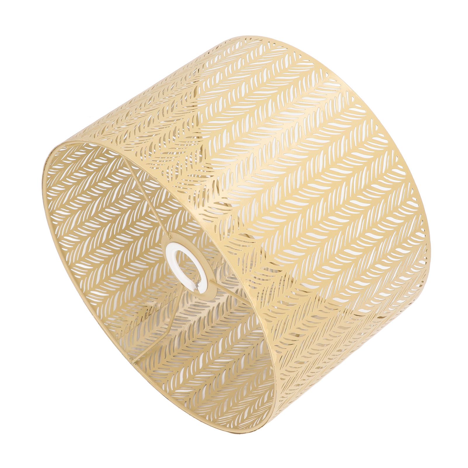 Drum Lamp Shade E27 E14 Clip Fir Leaf Shape Hollow Out Metal Decorative Lampshade Cover for Table Wall Ceiling Lamp Gold - Image 4
