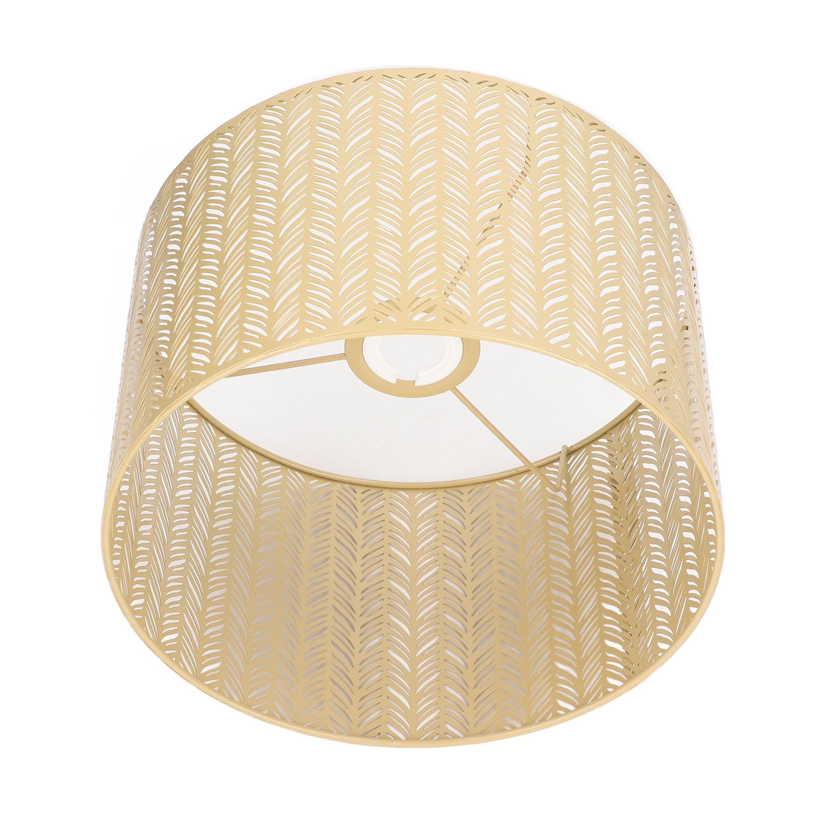 Drum Lamp Shade E27 E14 Clip Fir Leaf Shape Hollow Out Metal Decorative Lampshade Cover for Table Wall Ceiling Lamp Gold - Image 7