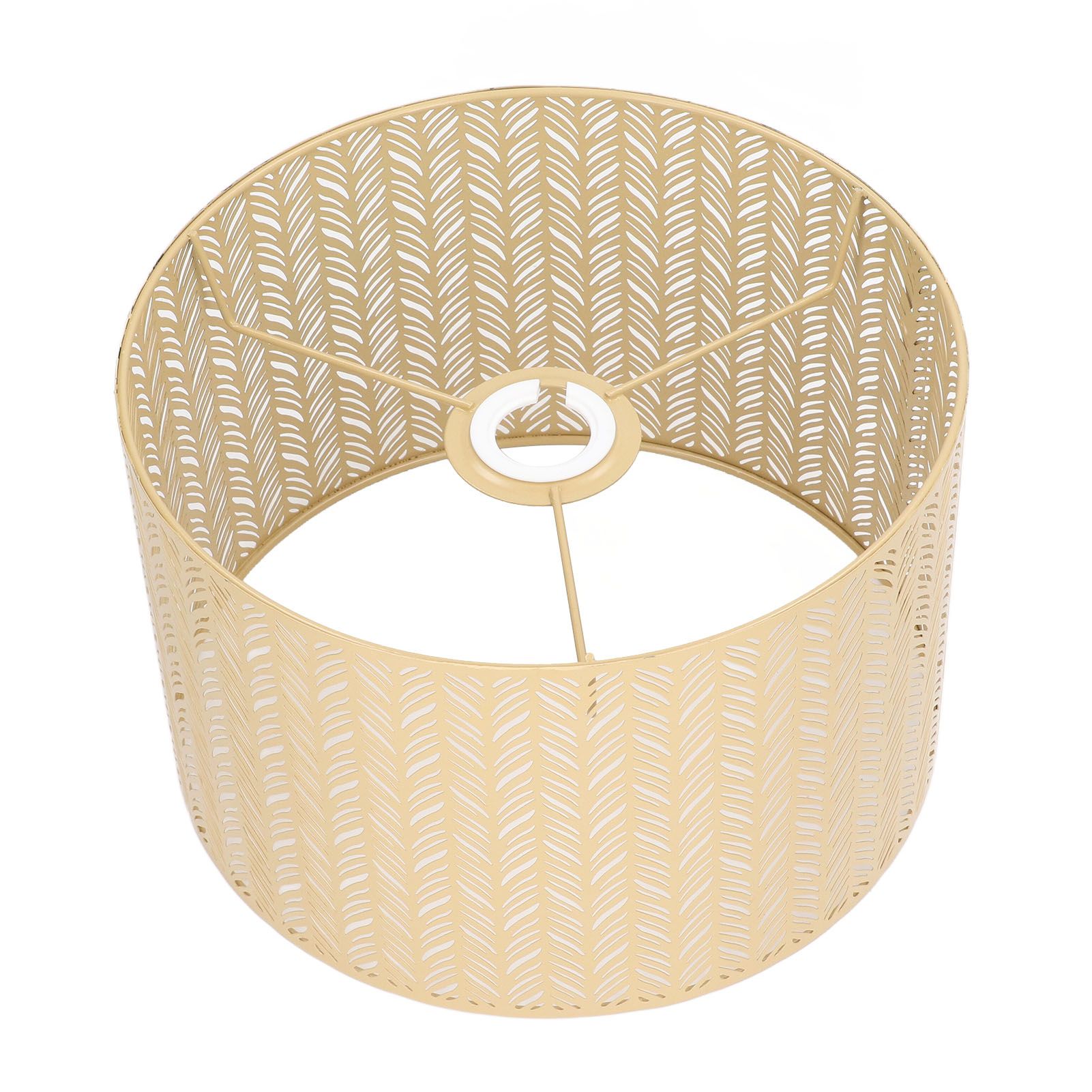 Drum Lamp Shade E27 E14 Clip Fir Leaf Shape Hollow Out Metal Decorative Lampshade Cover for Table Wall Ceiling Lamp Gold - Image 8