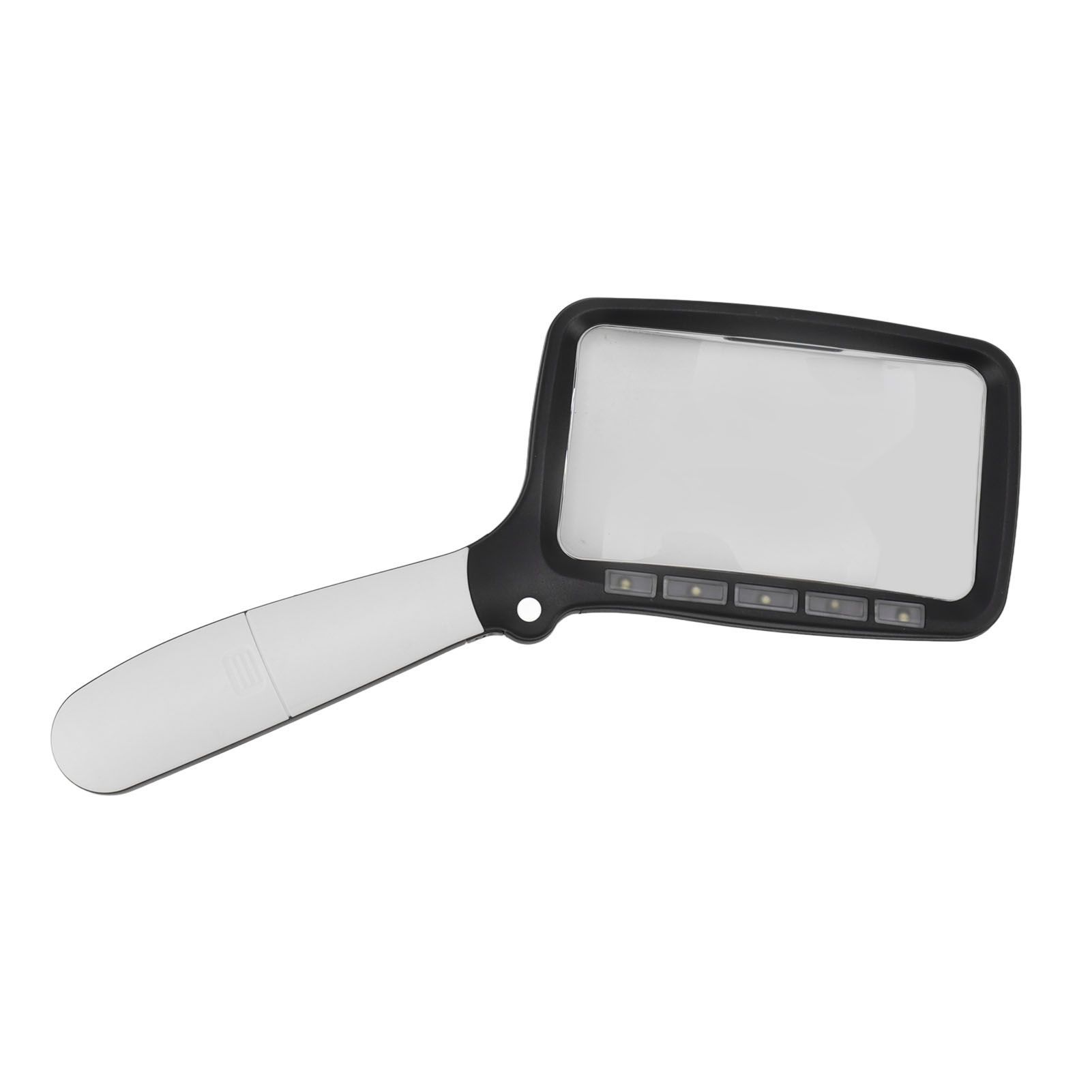 Folding Handheld Magnifying Glass with Light 5 LEDs 3X Large Rectangle Reading Magnifier with Dimmable LED for Seniors - Image 3