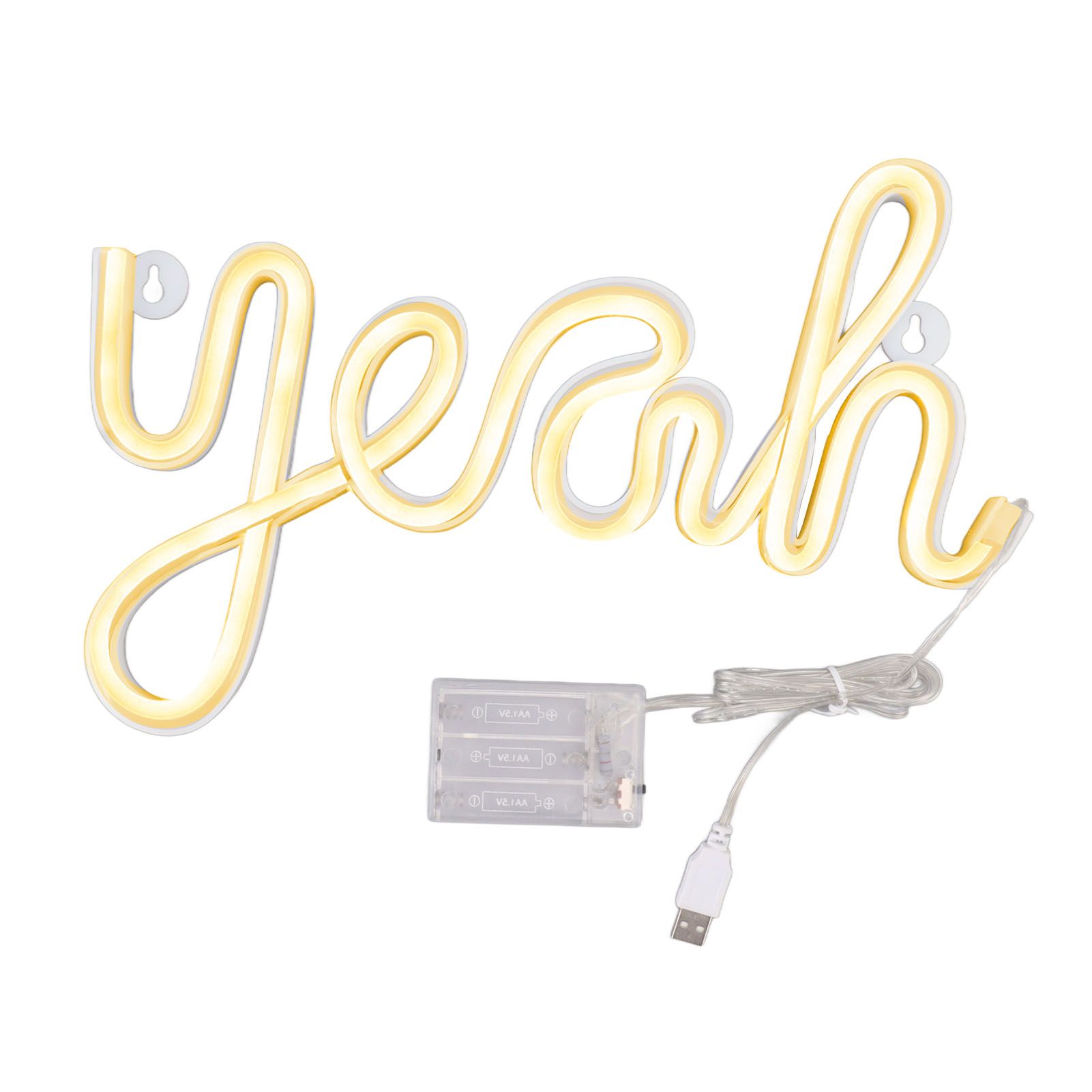 LED Neon Sign Yeah Shape Wall Decor Neon Night Light Uniform Soft Lighting LED Sign Warm White - Image 1