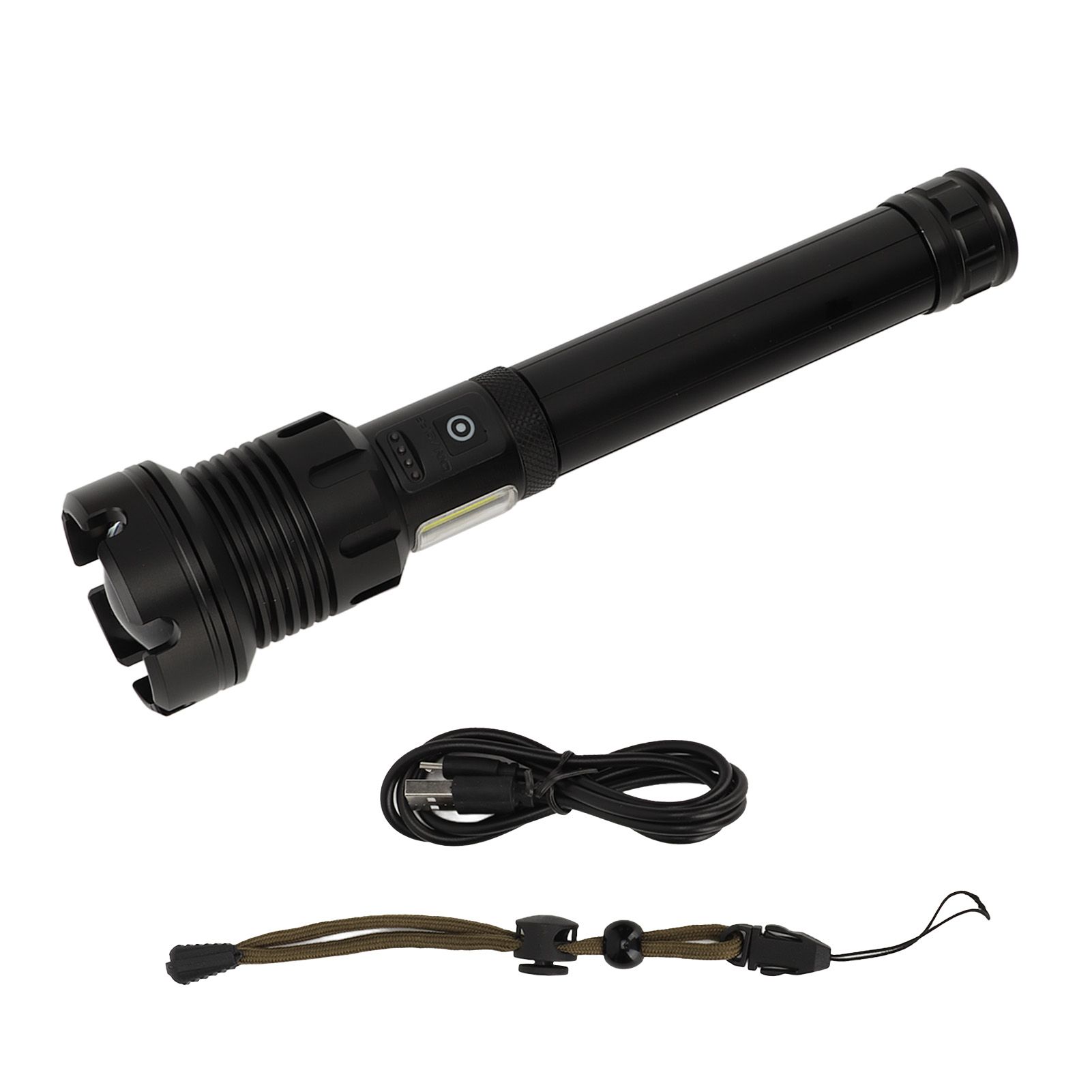 LED Flashlight with COB USB Charging Zoomable Telescopic Flashlight Red White Portable Light - Image 2