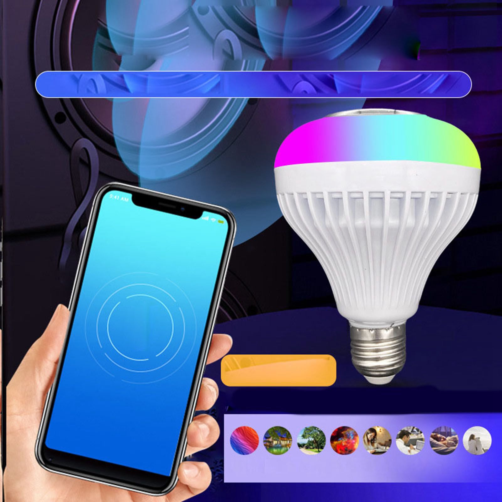 Bluetooth Music Bulb Plastic RGB Multi Color Adjustable Wireless Smart Light Bulb for Bars Restaurants 12W - Image 6