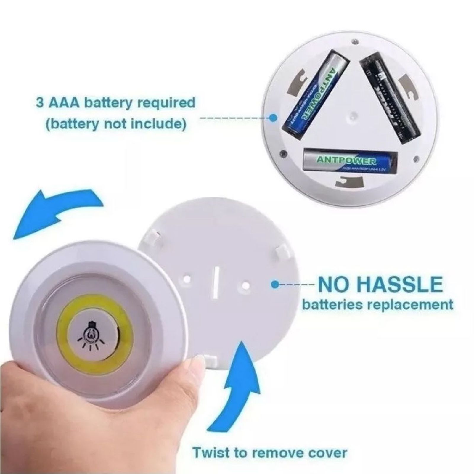 COB Smart Wireless Remote Control Night Light Decorative Kitchen Closet Staircase Aisle Bathroom Lighting Mini Touch LED Light with Remote Control - Image 5
