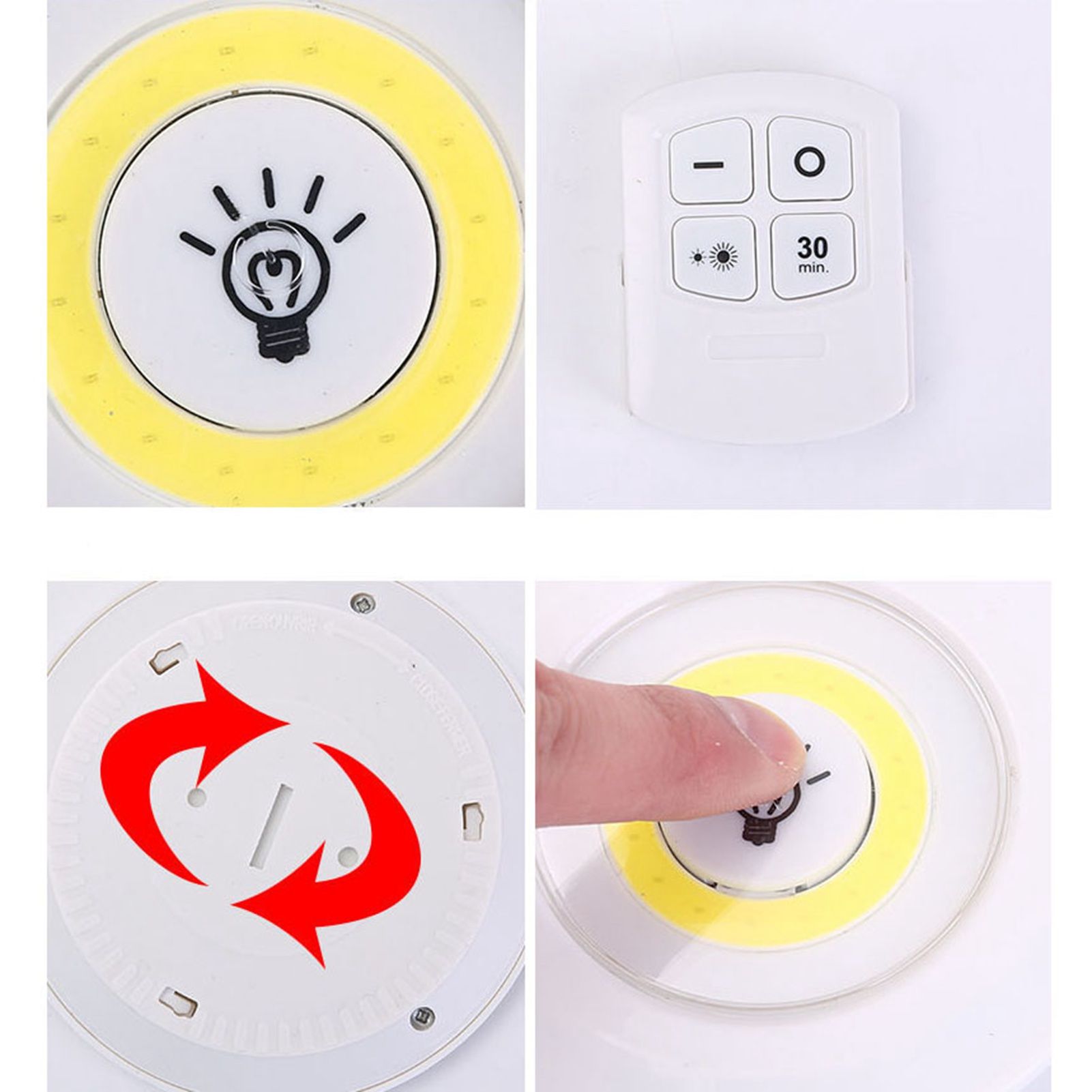 COB Smart Wireless Remote Control Night Light Decorative Kitchen Closet Staircase Aisle Bathroom Lighting Mini Touch LED Light with Remote Control - Image 7