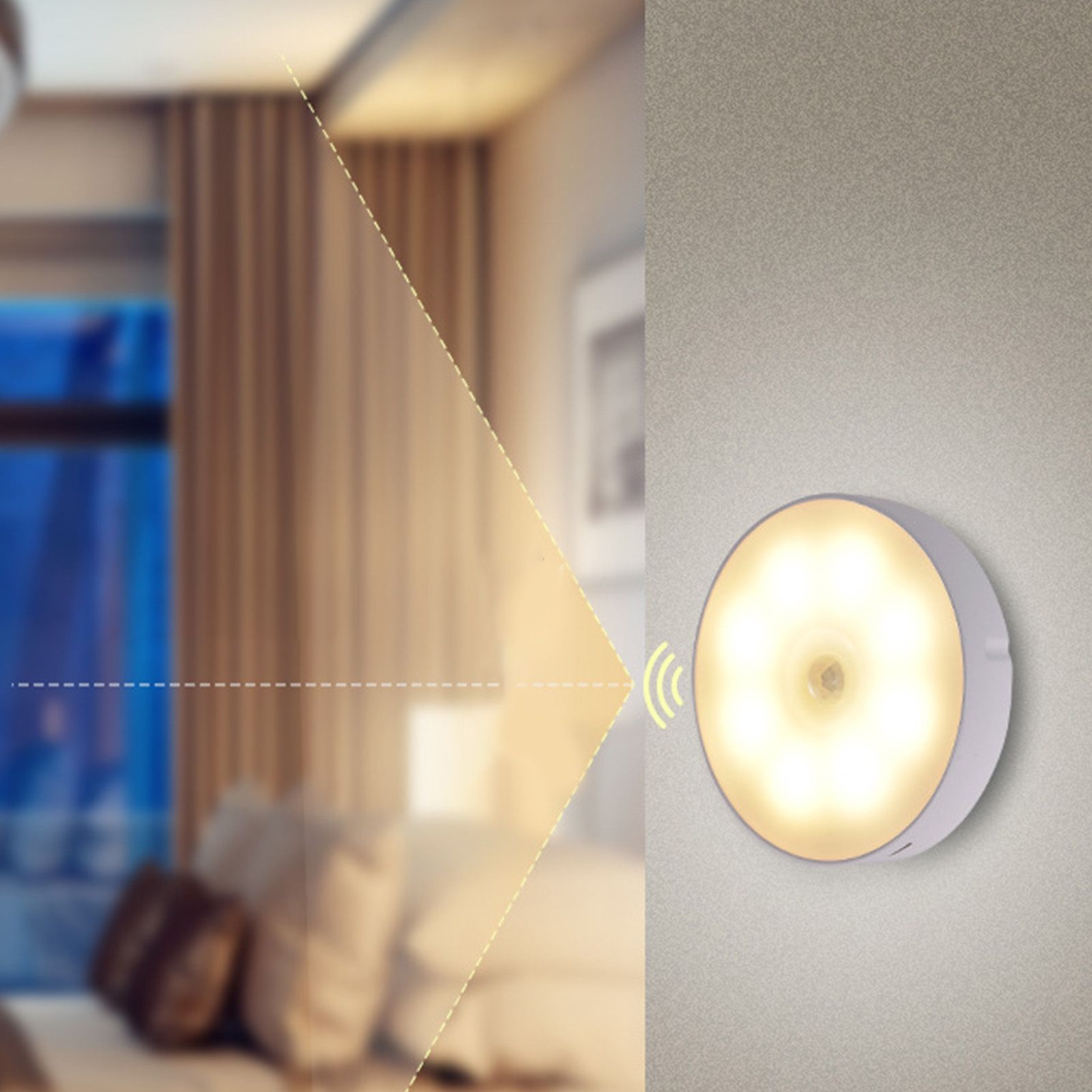4Pcs Motion Sensor Night Light Rechargeable LED Lamp Auto On Off Warm White Lighting for Home - Image 5