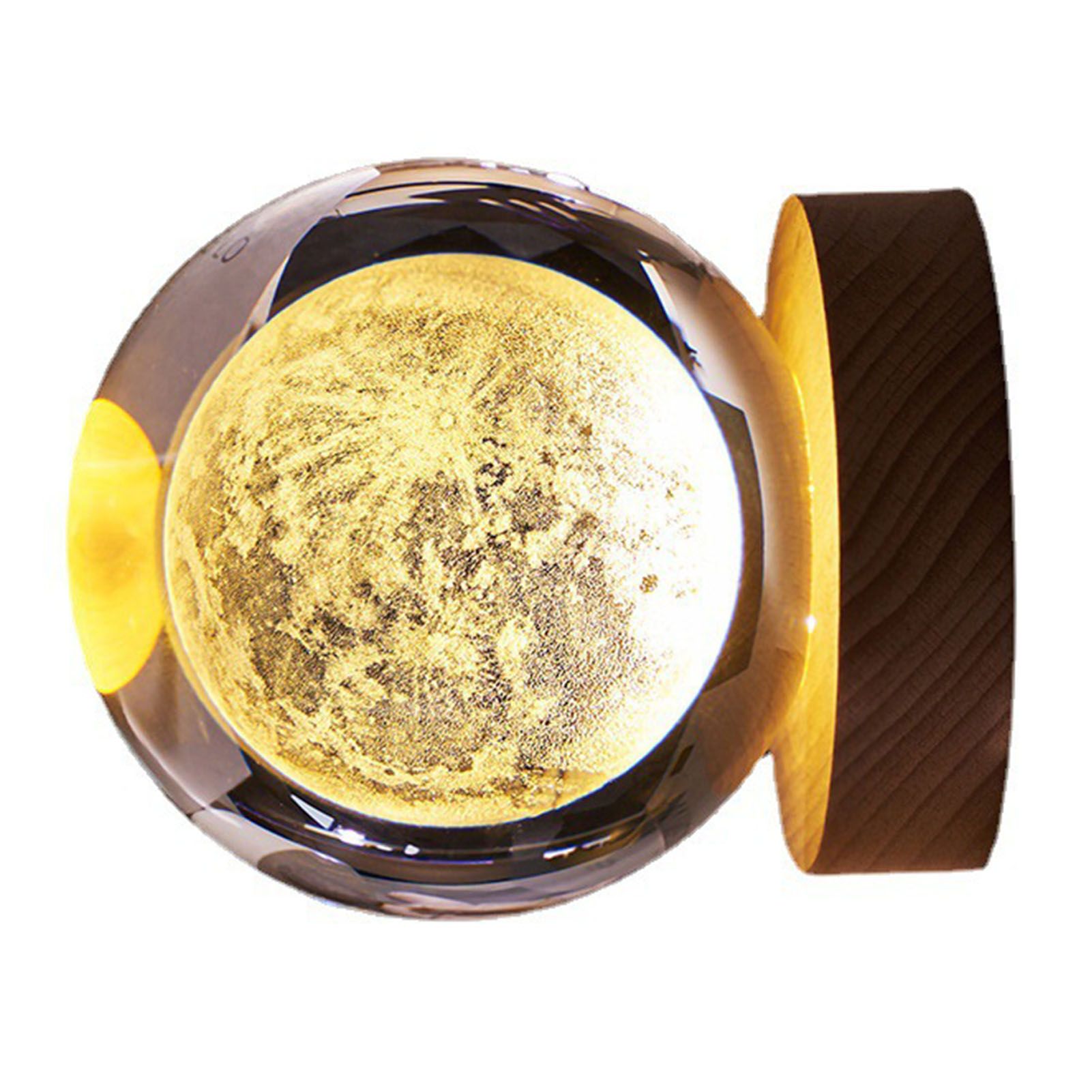 Crystal Ball Night Light 3D Engraving Technology Clear Pattern Soft Light USB Interface Wooden Base for Decoration - Image 2