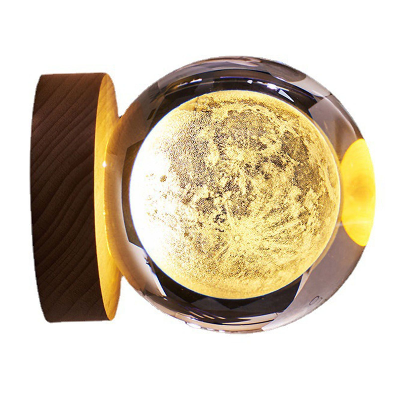 Crystal Ball Night Light 3D Engraving Technology Clear Pattern Soft Light USB Interface Wooden Base for Decoration - Image 3
