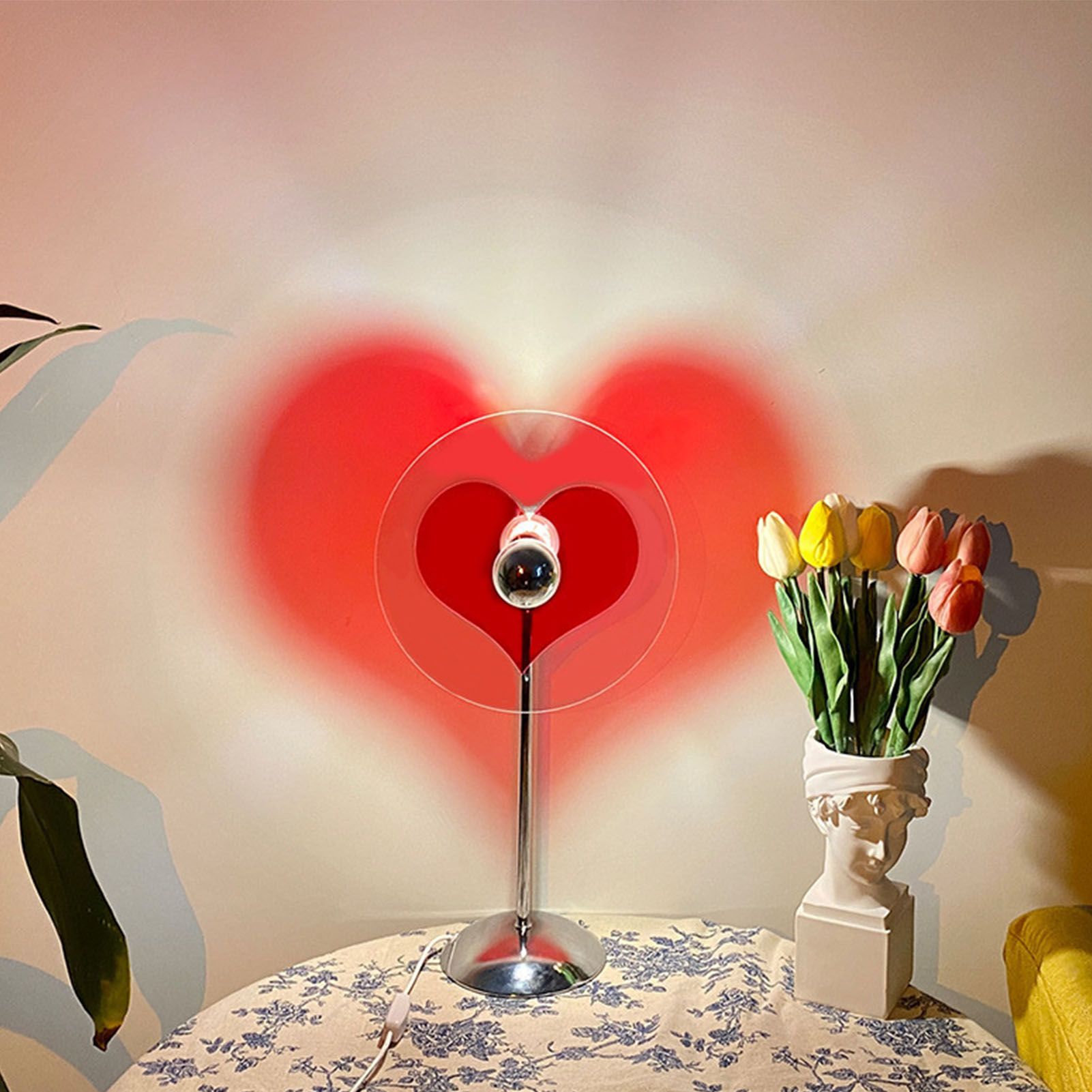 Heart Shaped Projection Table Lamp 4W Sweet Warm 360 Degree Rotatable Decorative Ambient Light - Image 5