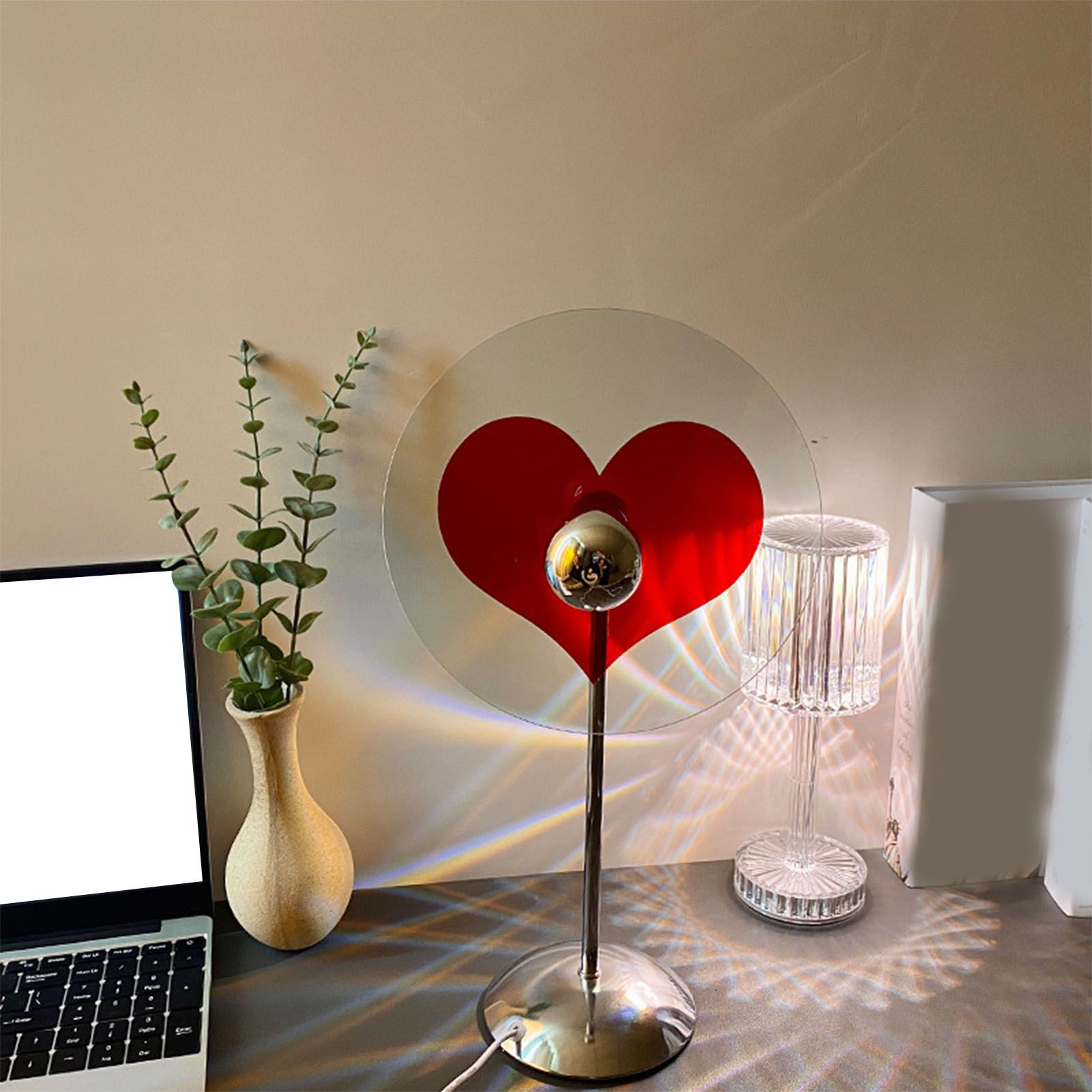 Heart Shaped Projection Table Lamp 4W Sweet Warm 360 Degree Rotatable Decorative Ambient Light - Image 6