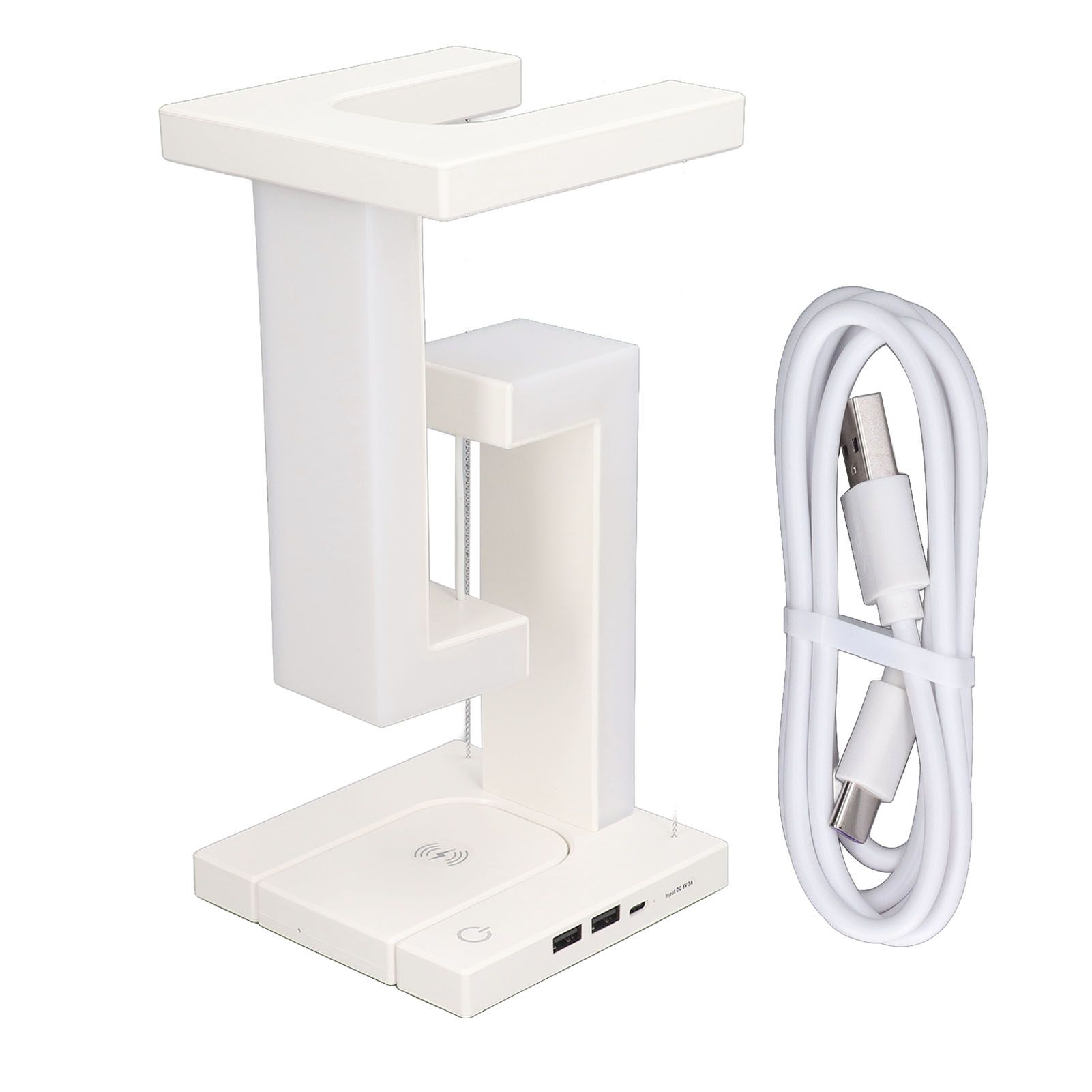 Magnetic Levitation Night Light 3 Gears Touching Switch LED Table Lamp with Phone Wireless Charging White - Image 1