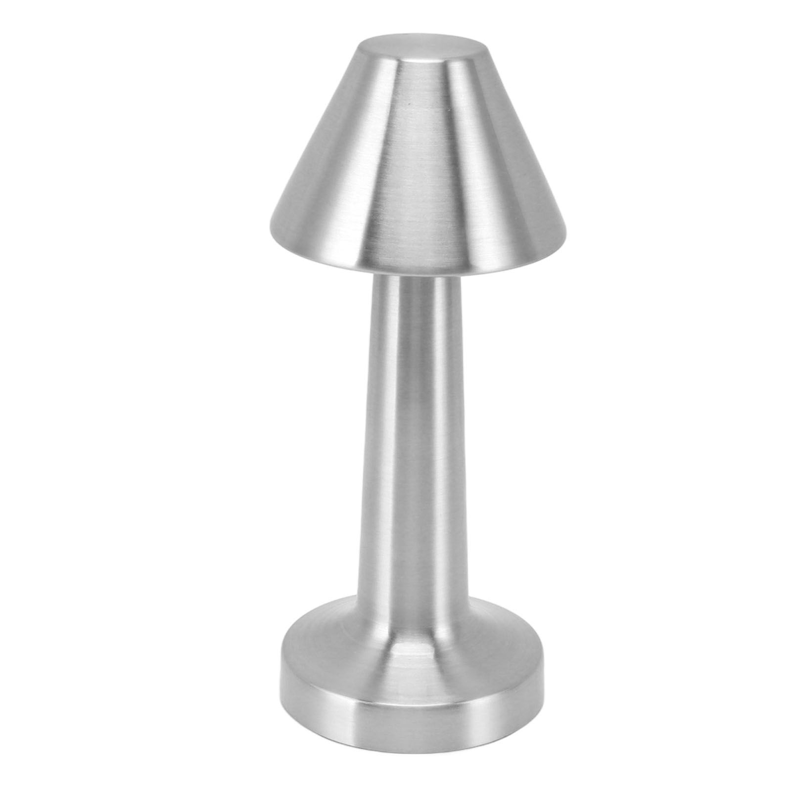 LED Table Lamp 3W 3 Colors Stepless Dimming USB Rechargeable Cordless LED Bedside Light Silver - Image 2