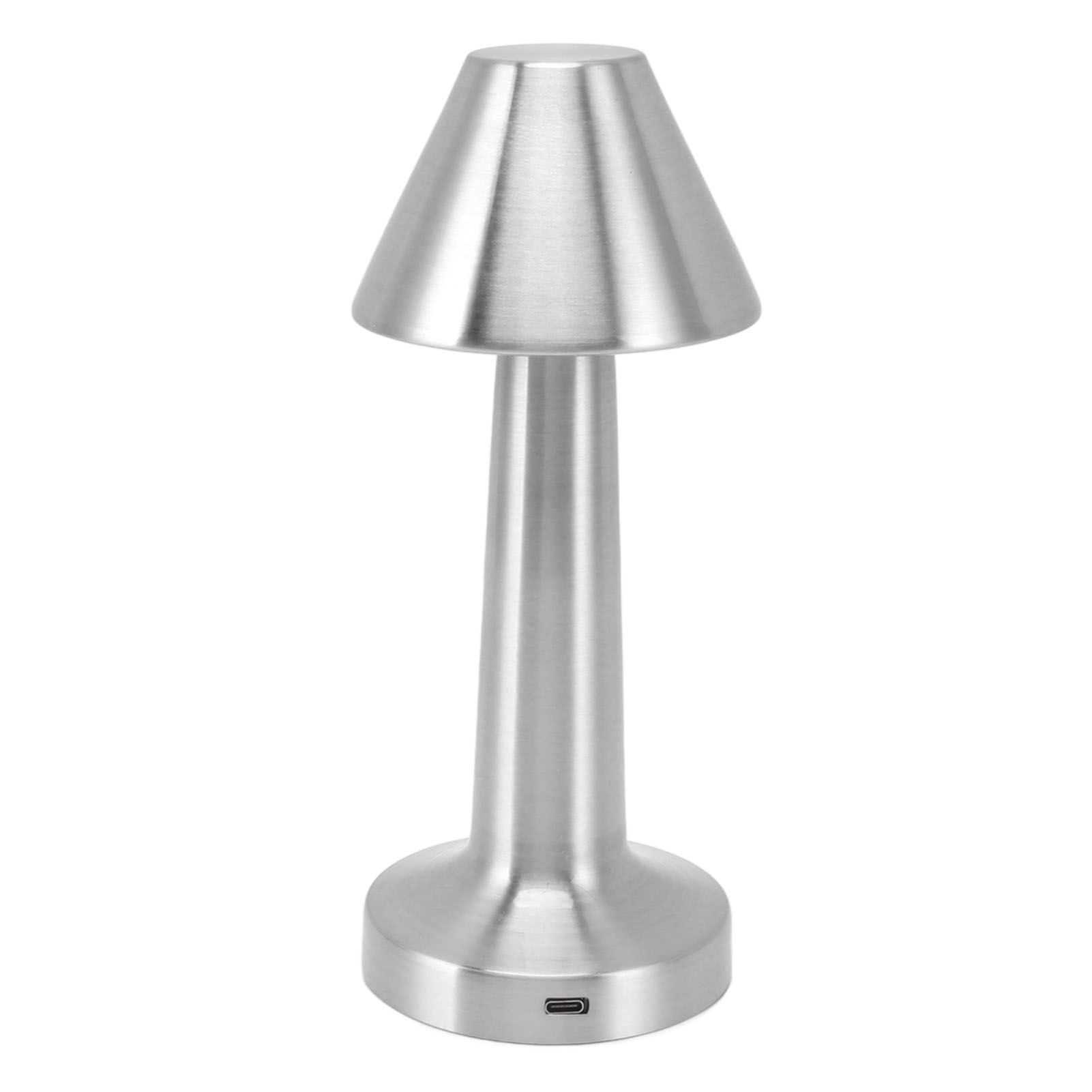 LED Table Lamp 3W 3 Colors Stepless Dimming USB Rechargeable Cordless LED Bedside Light Silver - Image 5