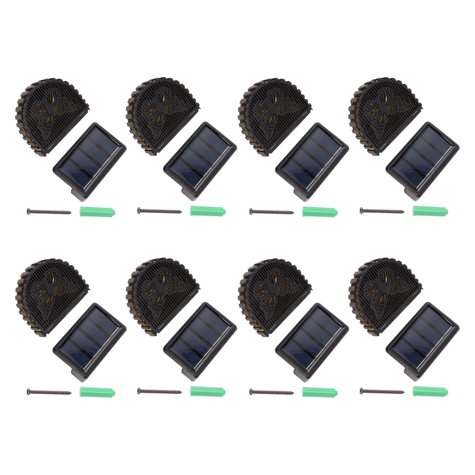 8 Sets Solar Panel Lamp LED Decorative Wall Light for Outdoor Courtyard Terrace Built in Battery - Image 1