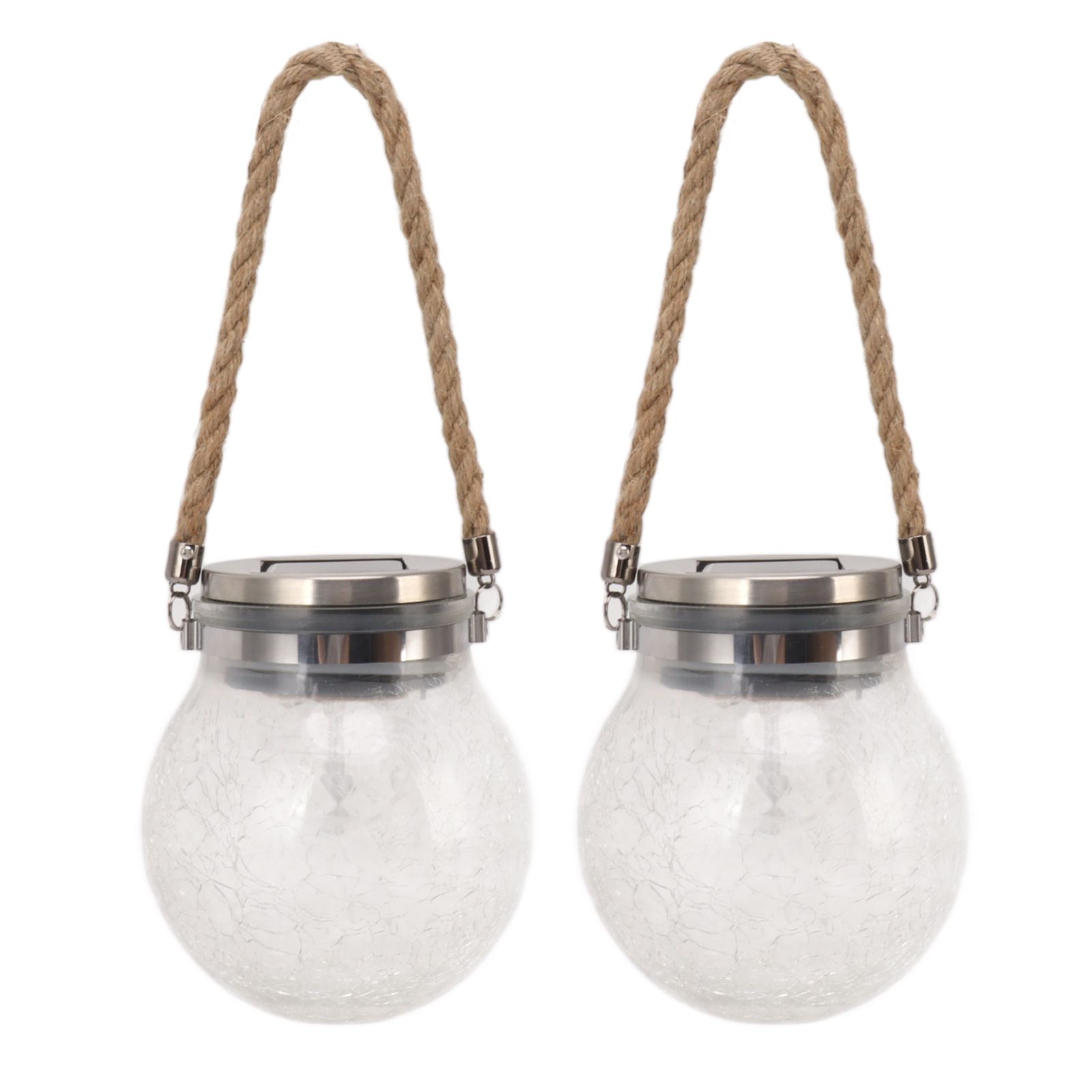 2Pcs Solar Glass Ball Waterproof Automatic LED Rotating Cracked Lantern Light for Lawn Terrace Outdoor - Image 1