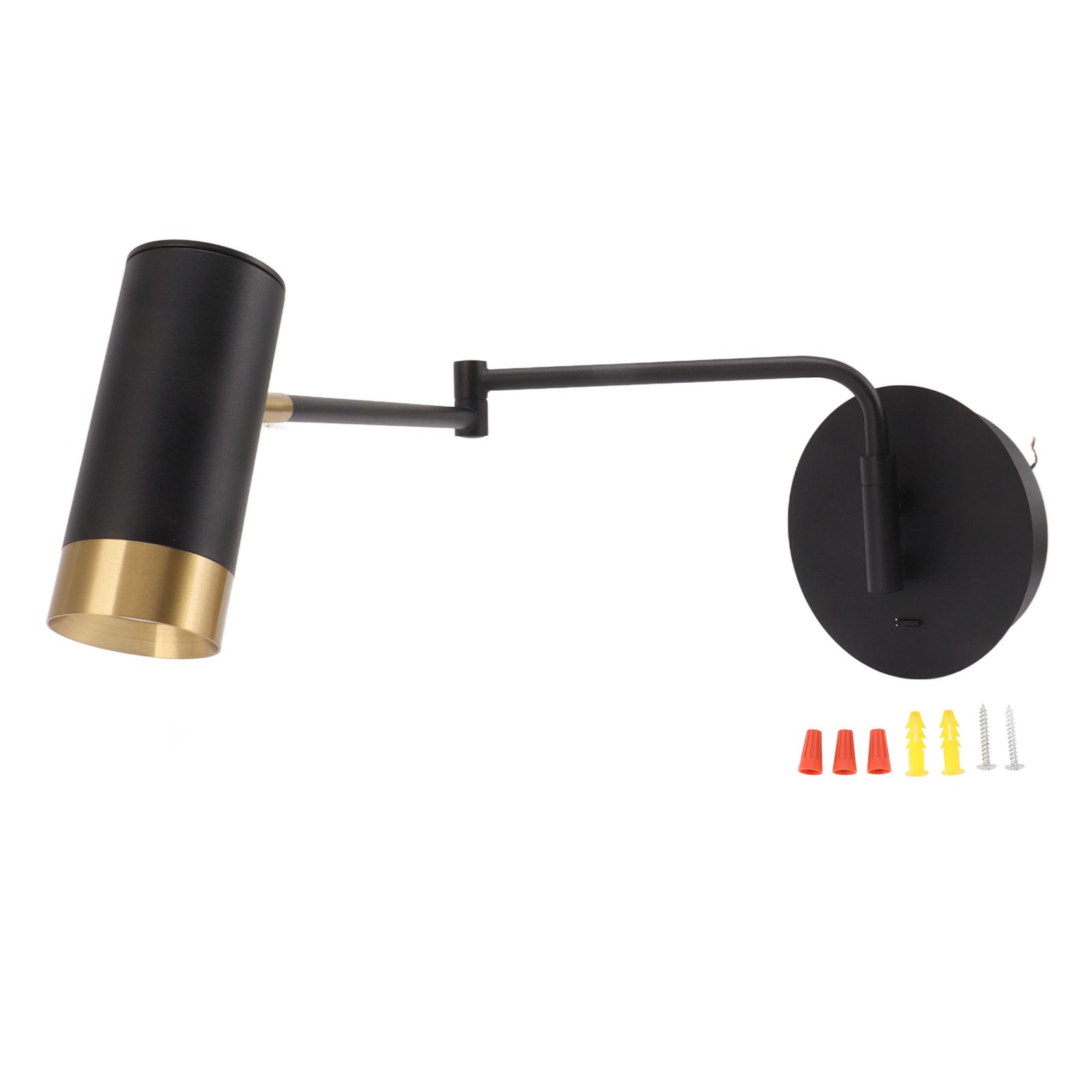 Swing Arm Wall Lamp Wall Mounted Bedside Lamps with Adjustable Swing Arms for Bedroom Living Room Reading Black - Image 1