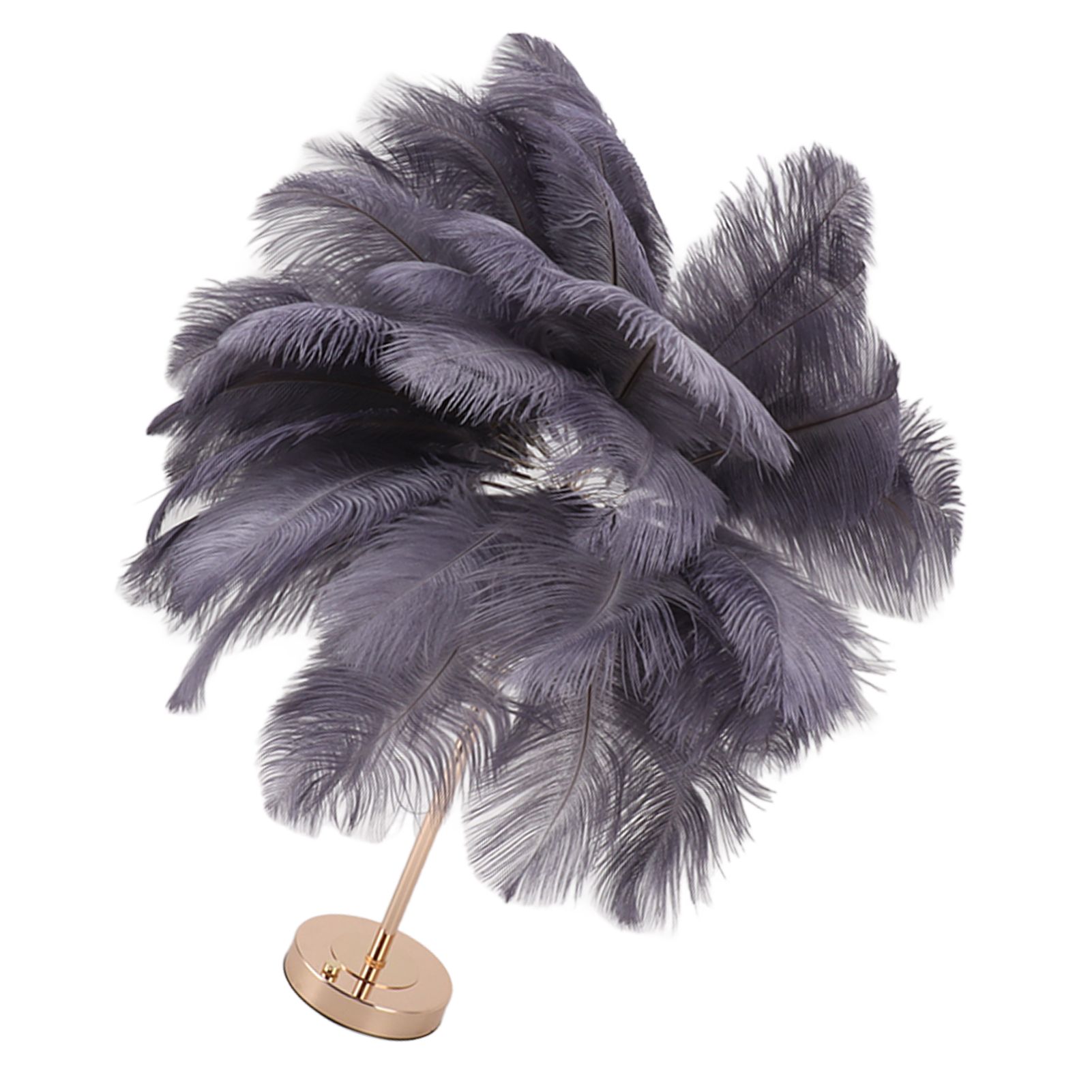 Ostrich Feather Table Lamp Rechargeable Modern Romantic Decoration Lamp Bedroom Bedside Lamp for Home Decoration Grey - Image 2