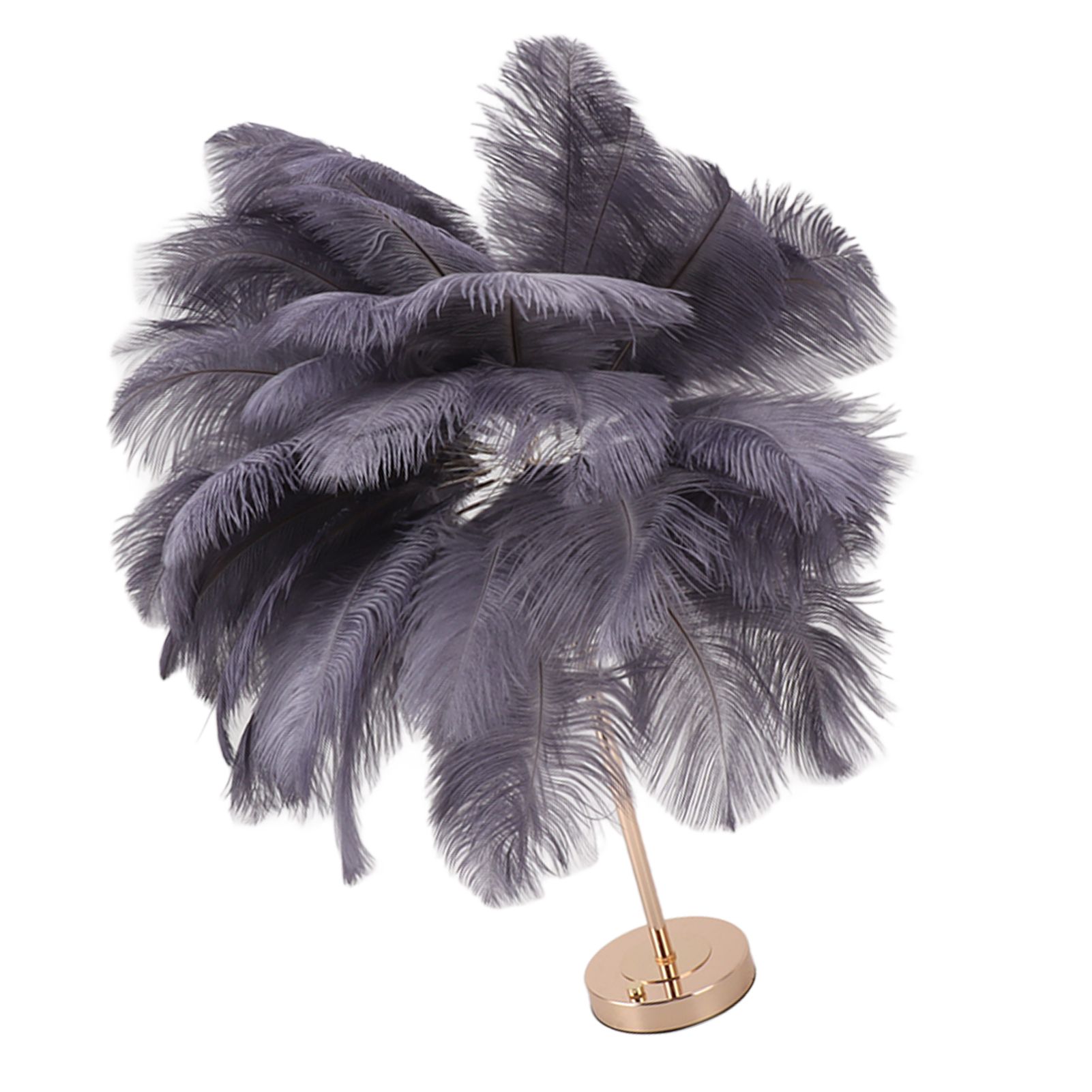 Ostrich Feather Table Lamp Rechargeable Modern Romantic Decoration Lamp Bedroom Bedside Lamp for Home Decoration Grey - Image 3