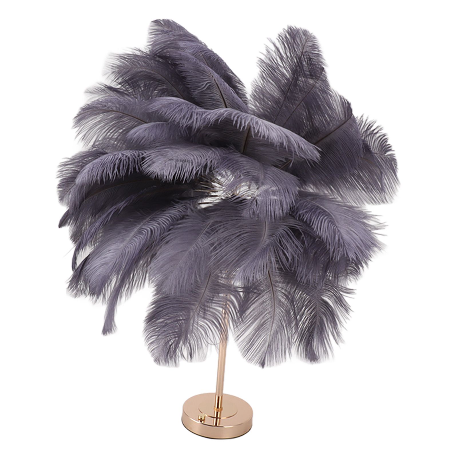 Ostrich Feather Table Lamp Rechargeable Modern Romantic Decoration Lamp Bedroom Bedside Lamp for Home Decoration Grey - Image 4