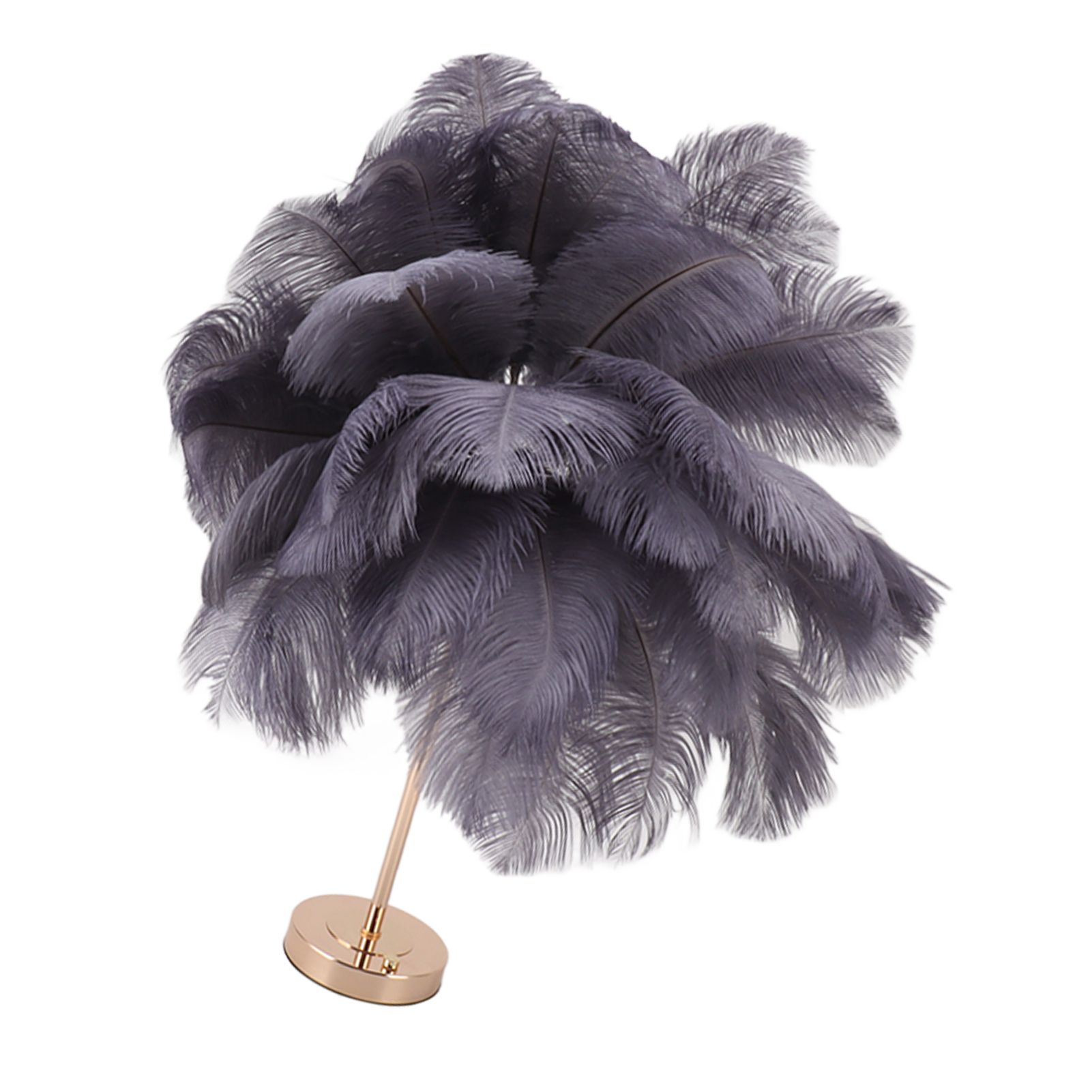 Ostrich Feather Table Lamp Rechargeable Modern Romantic Decoration Lamp Bedroom Bedside Lamp for Home Decoration Grey - Image 5