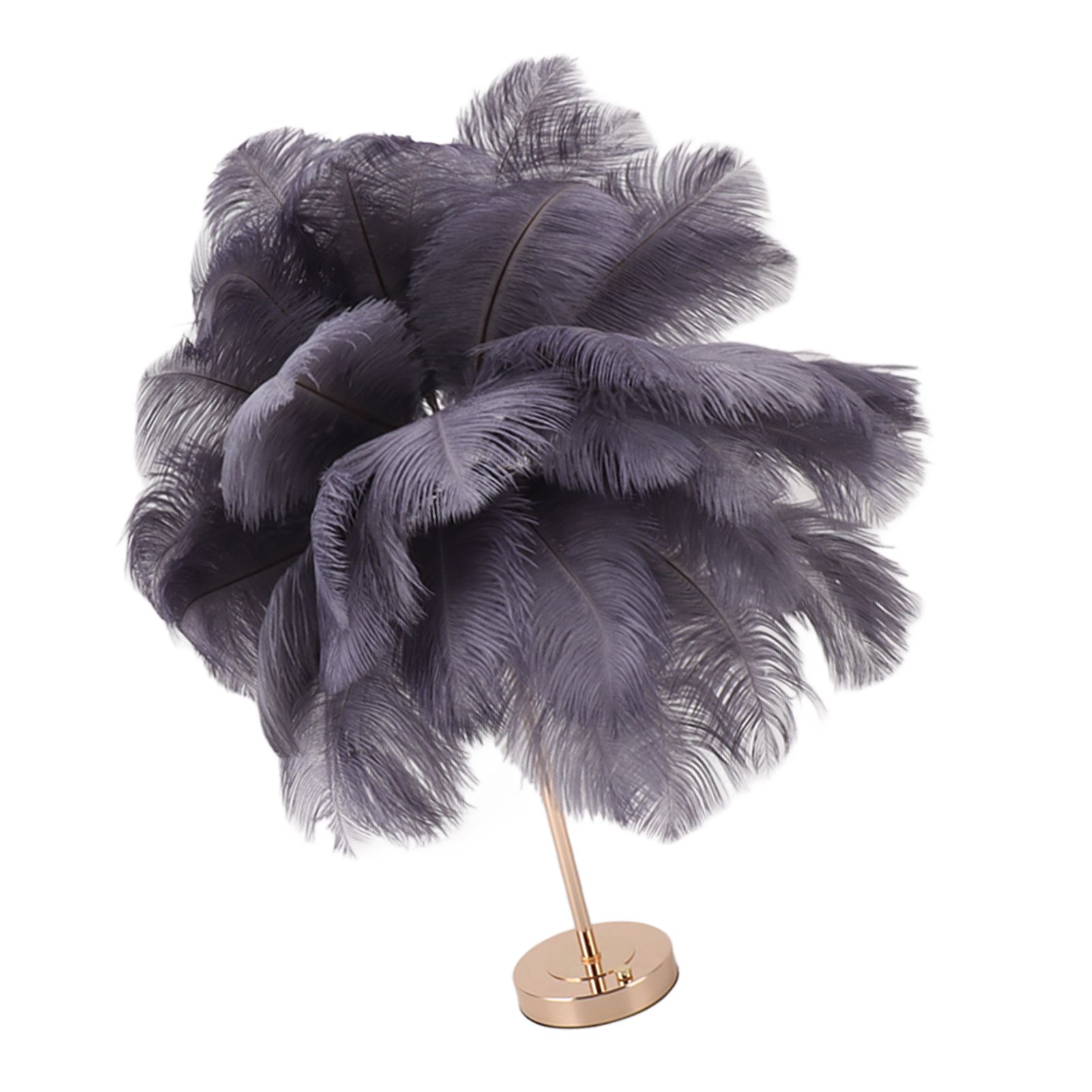 Ostrich Feather Table Lamp Rechargeable Modern Romantic Decoration Lamp Bedroom Bedside Lamp for Home Decoration Grey - Image 6