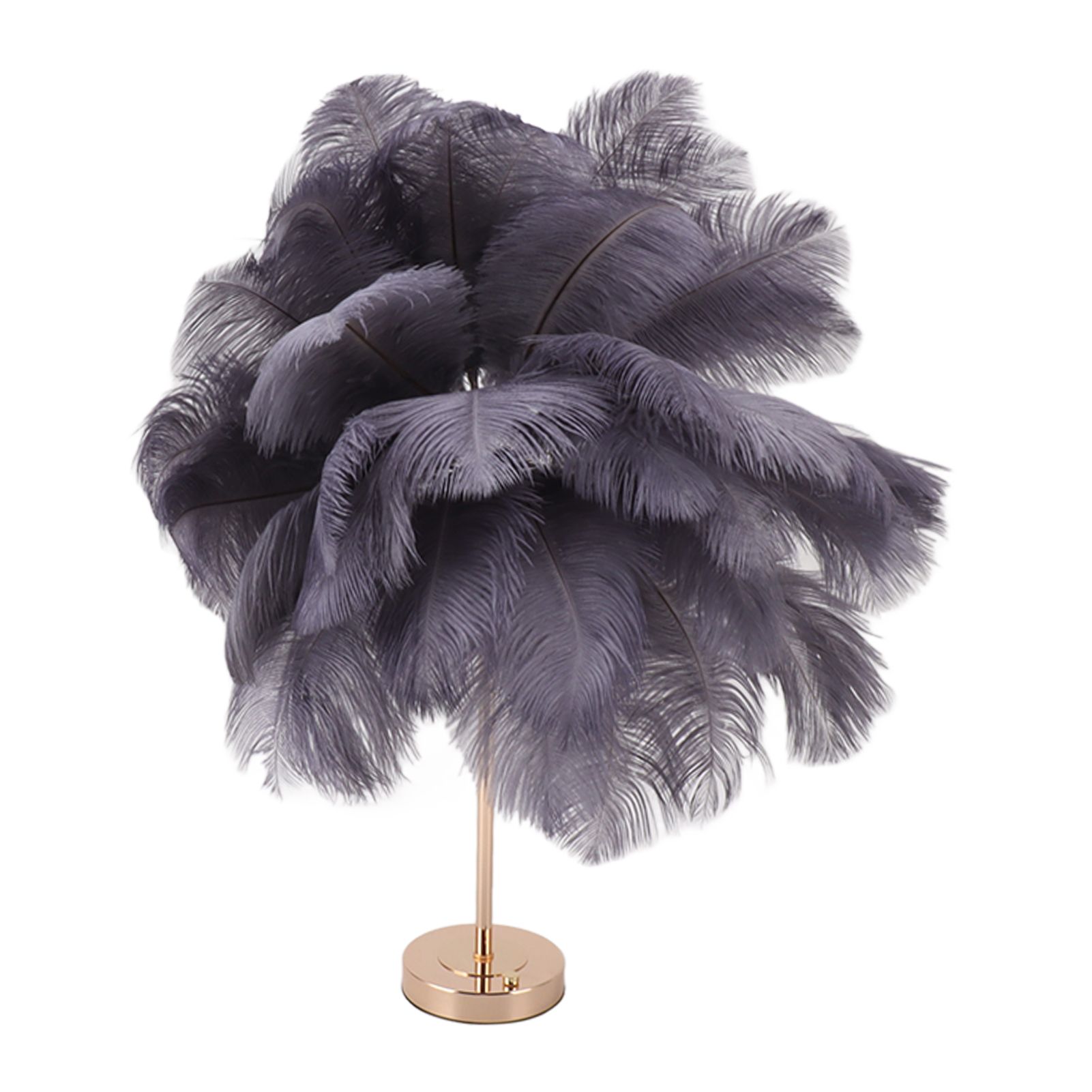 Ostrich Feather Table Lamp Rechargeable Modern Romantic Decoration Lamp Bedroom Bedside Lamp for Home Decoration Grey - Image 7