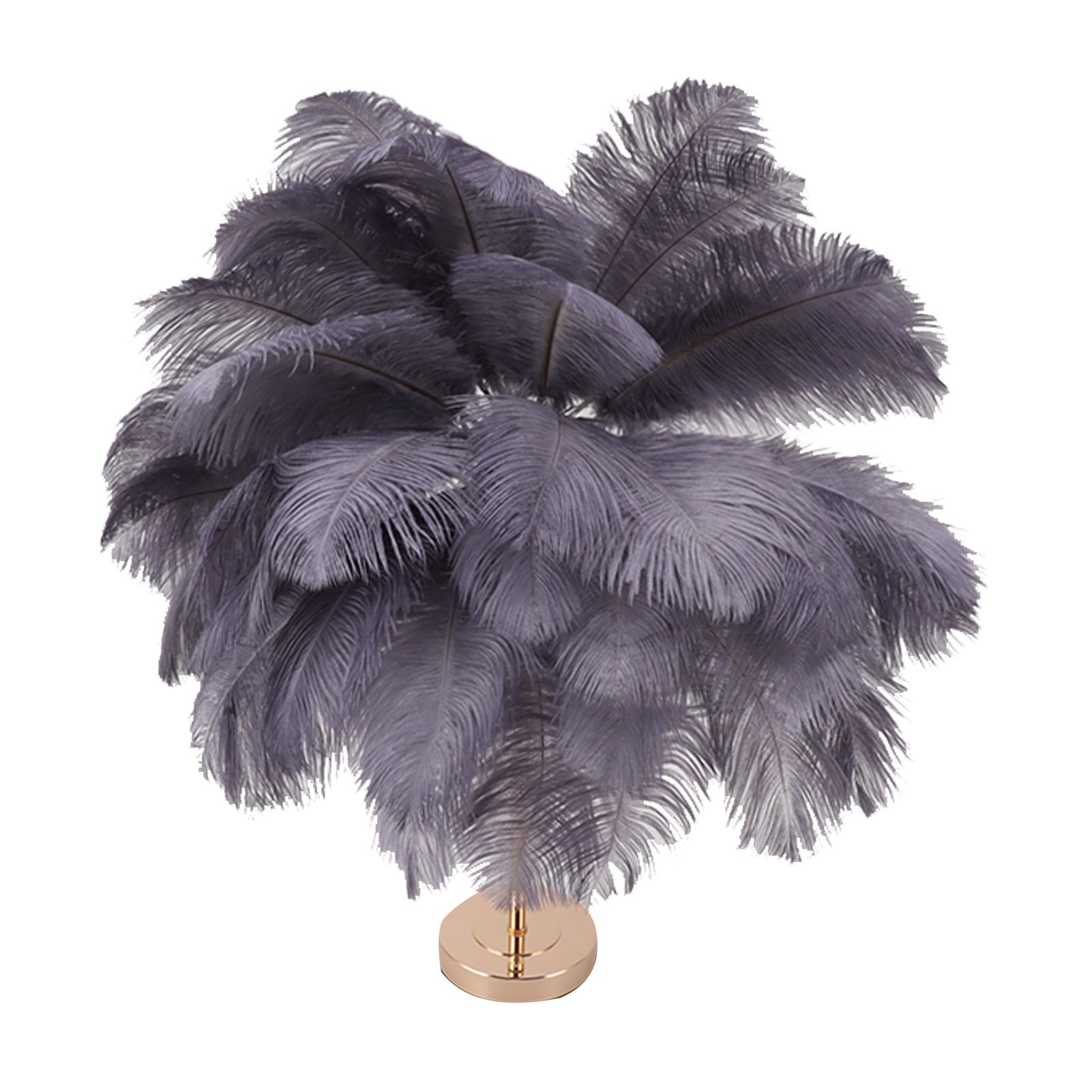 Ostrich Feather Table Lamp Rechargeable Modern Romantic Decoration Lamp Bedroom Bedside Lamp for Home Decoration Grey - Image 8