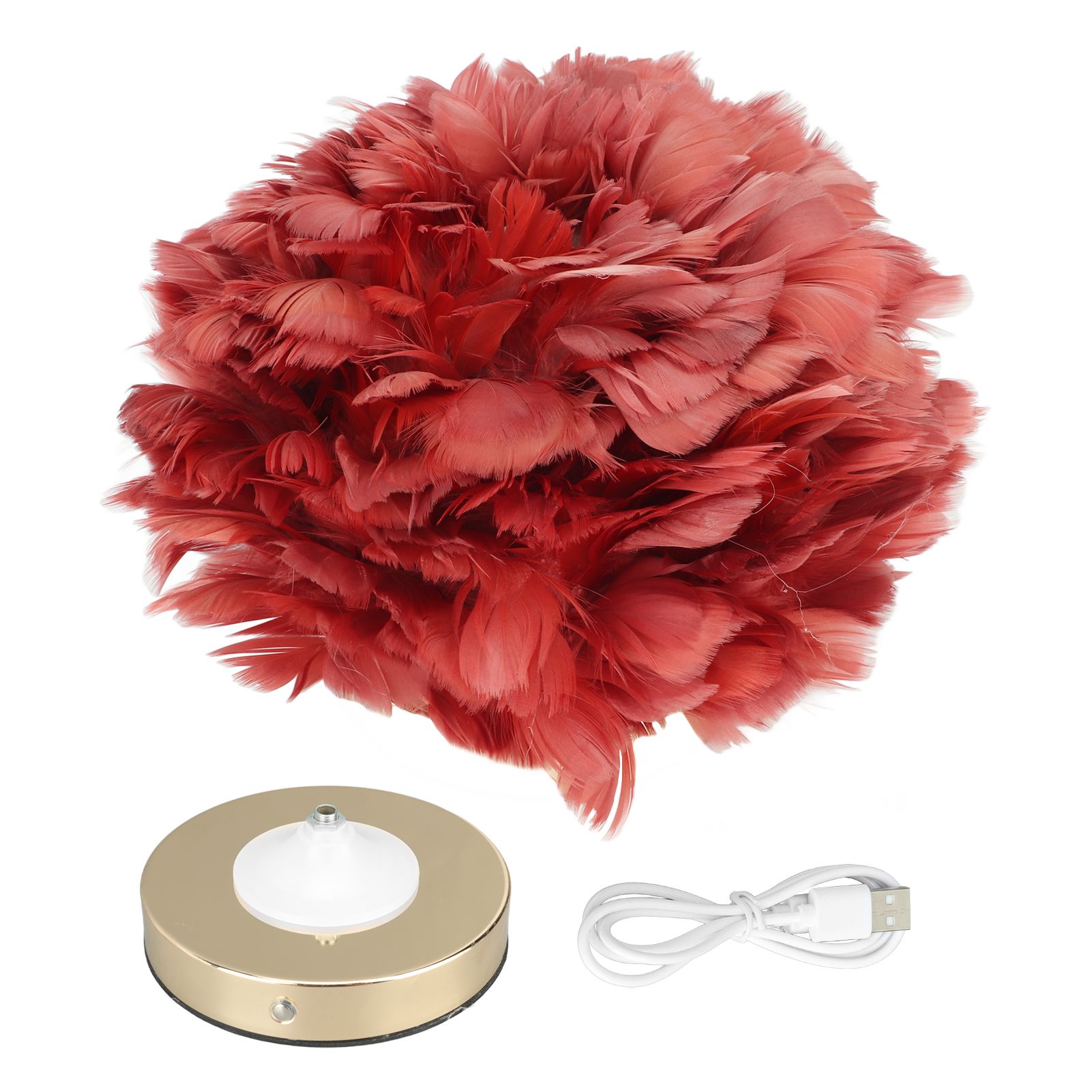 Feather Table Lamp Stepless Dimming USB Charging Touch Control LED Table Lamp for Bedroom Cafe Wine Red - Image 1