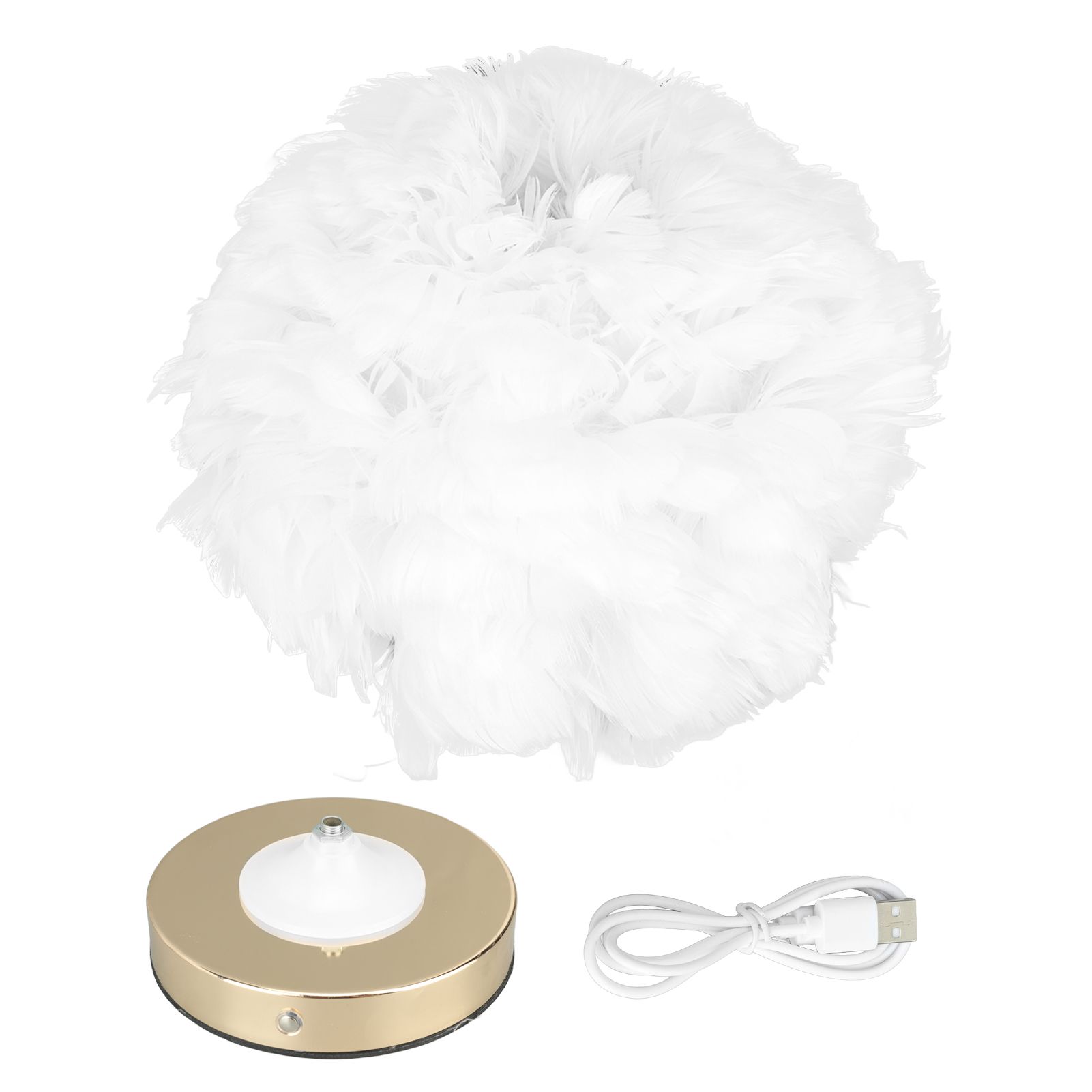 Feather Table Lamp USB Type C 5V Touch Control Stepless Dimming LED Table Lamp for Bedroom Cafe White - Image 1