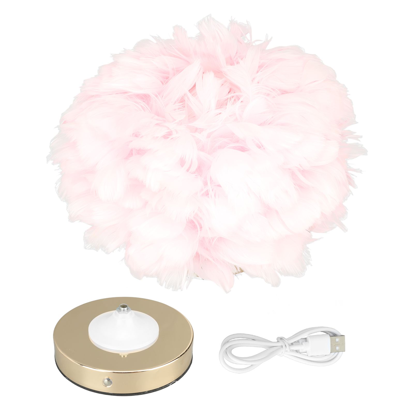 Feather Table Lamp USB Type C 5V Touch Control Stepless Dimming LED Table Lamp for Bedroom Cafe Pink - Image 1