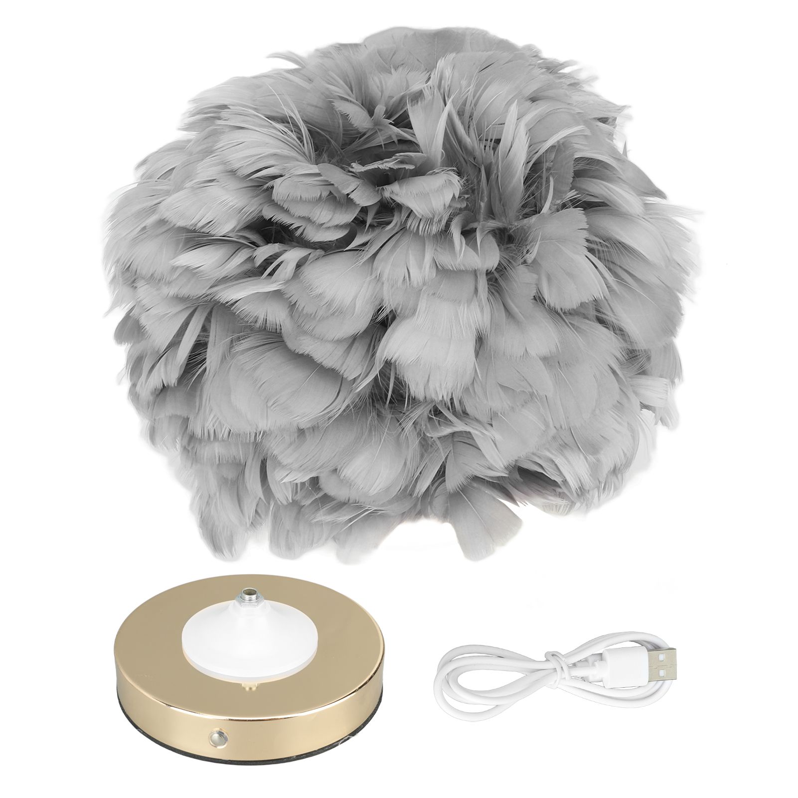 Feather Table Lamp USB Type C 5V Touch Control Stepless Dimming LED Table Lamp for Bedroom Cafe Grey - Image 1
