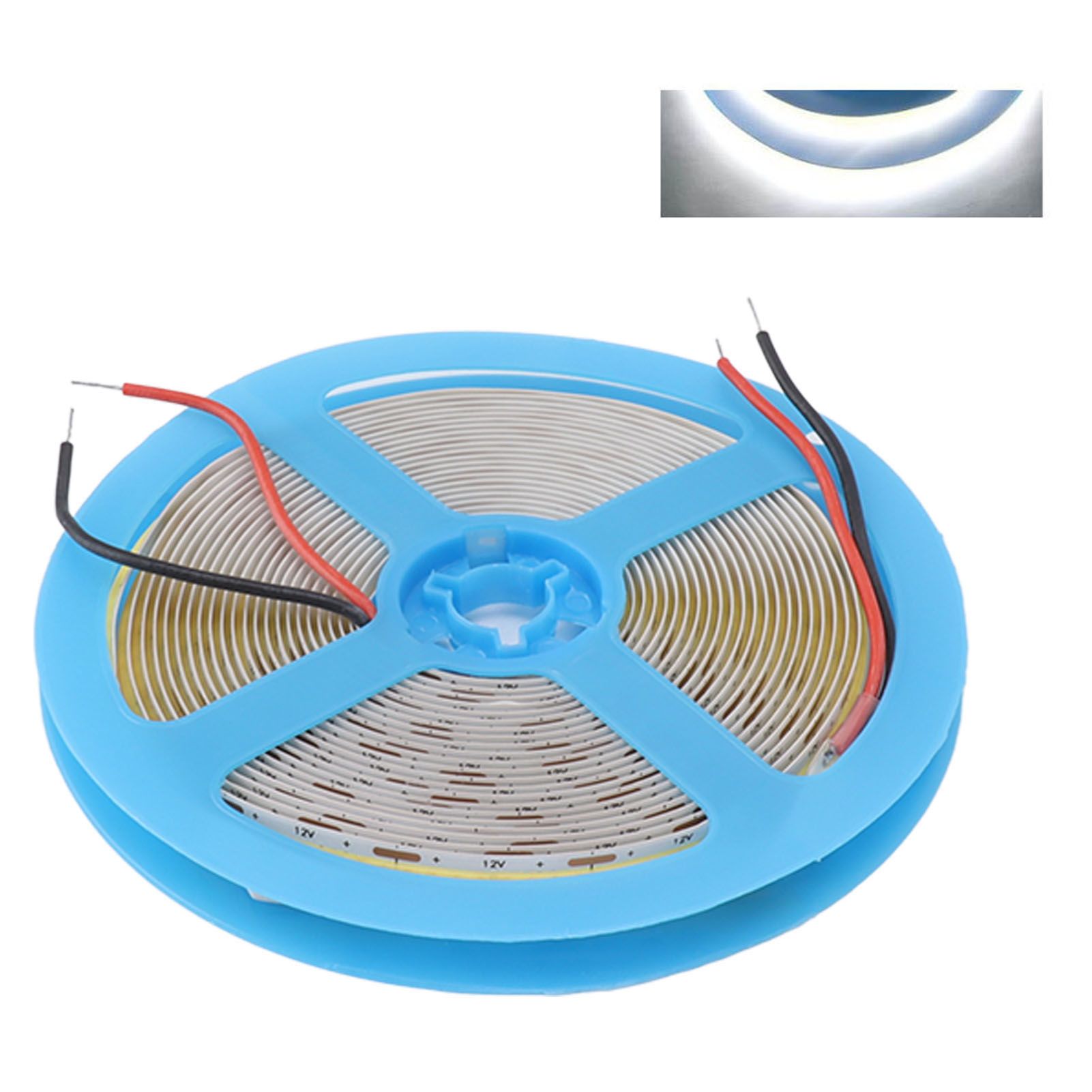 12V COB LED Flexible Strip Light Self Adhesive 90 CRI Flexible Uniform LED Tape Lamp 110LM 5m 6000K White Light - Image 1