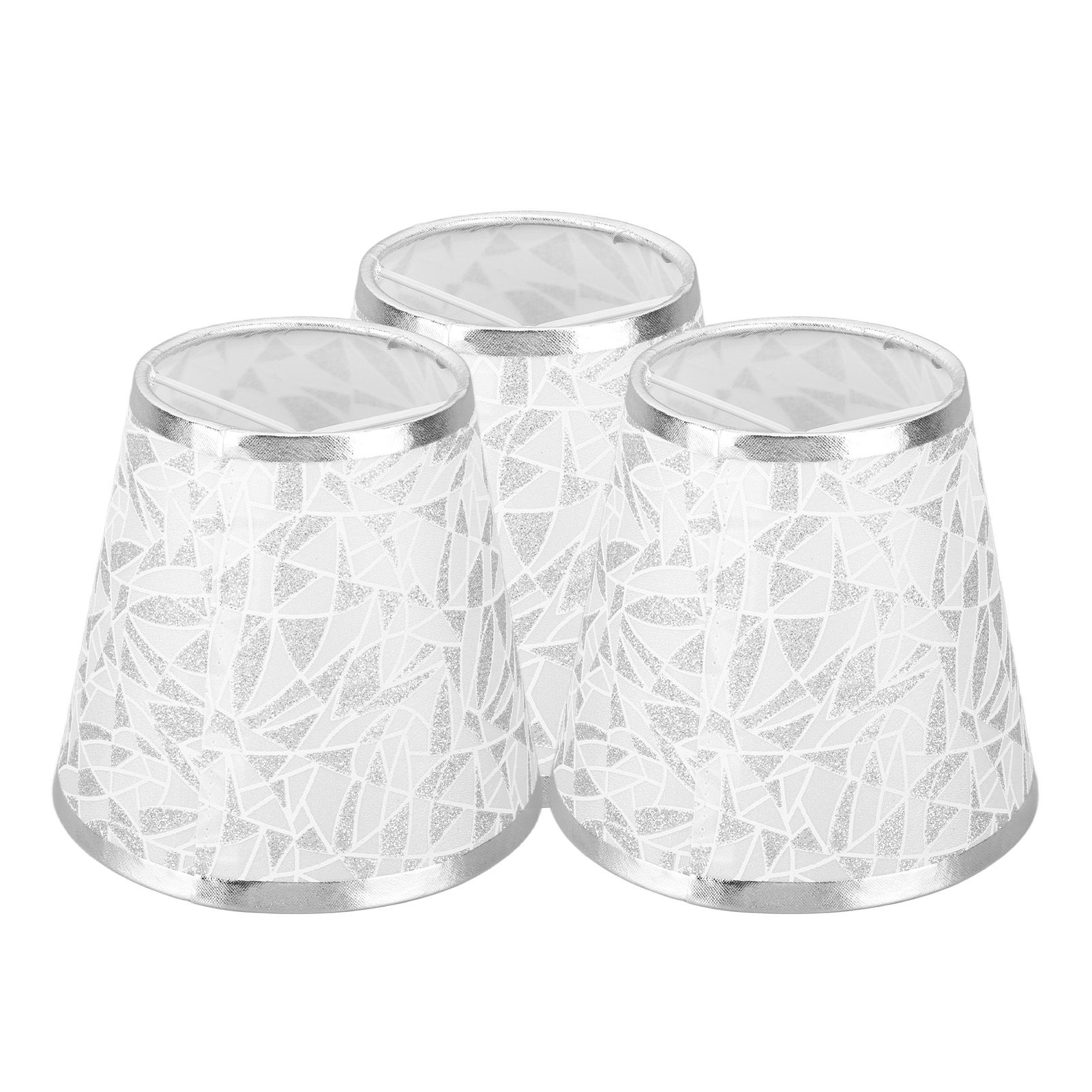 Cloth Lampshade Clip On Design Modern Barrel Fabric Lamp Shades for E14 Bulb Chandelier Wall Lamp 3pcs Silver - Image 6