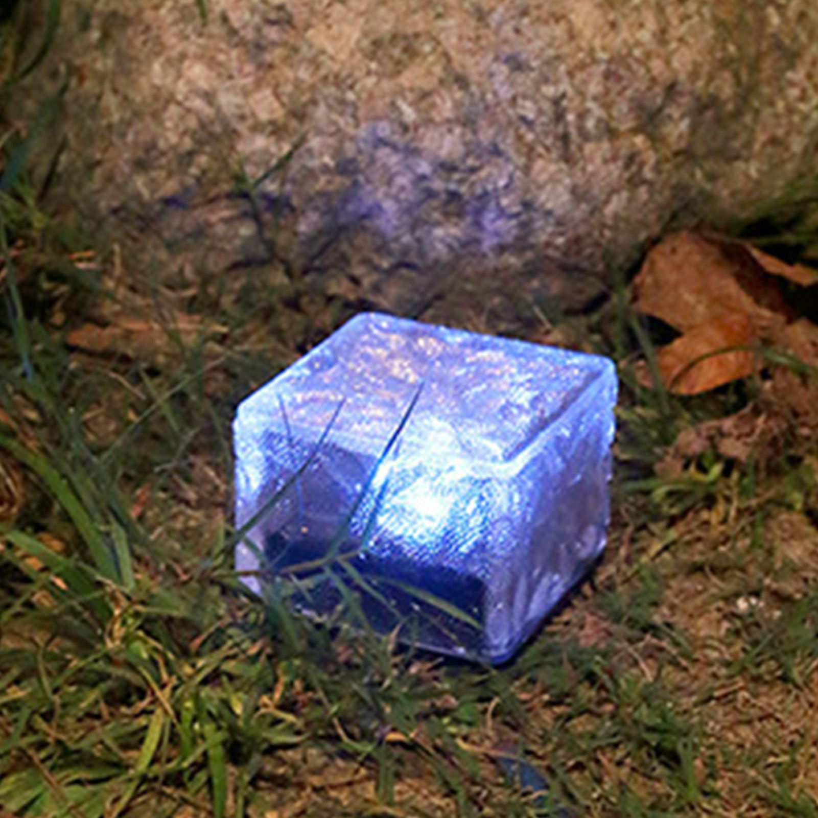 Solar Glass Brick Light ABS LED Waterproof In Ground Buried Ice Brick Landscape Lamp for Outdoor Yard Garden Lawn Blue Light - Image 5