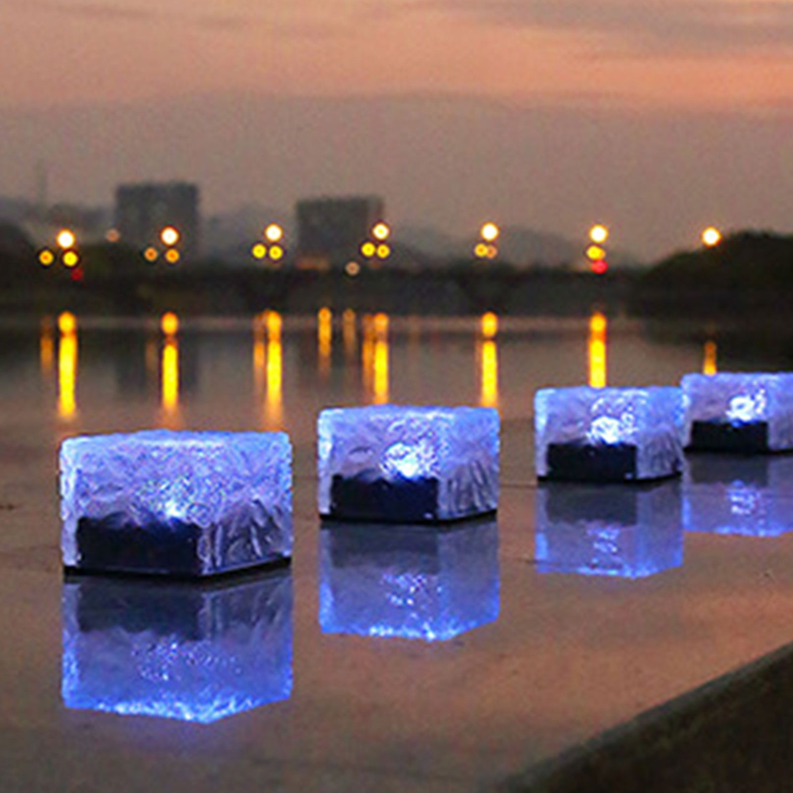 Solar Glass Brick Light ABS LED Waterproof In Ground Buried Ice Brick Landscape Lamp for Outdoor Yard Garden Lawn Blue Light - Image 6