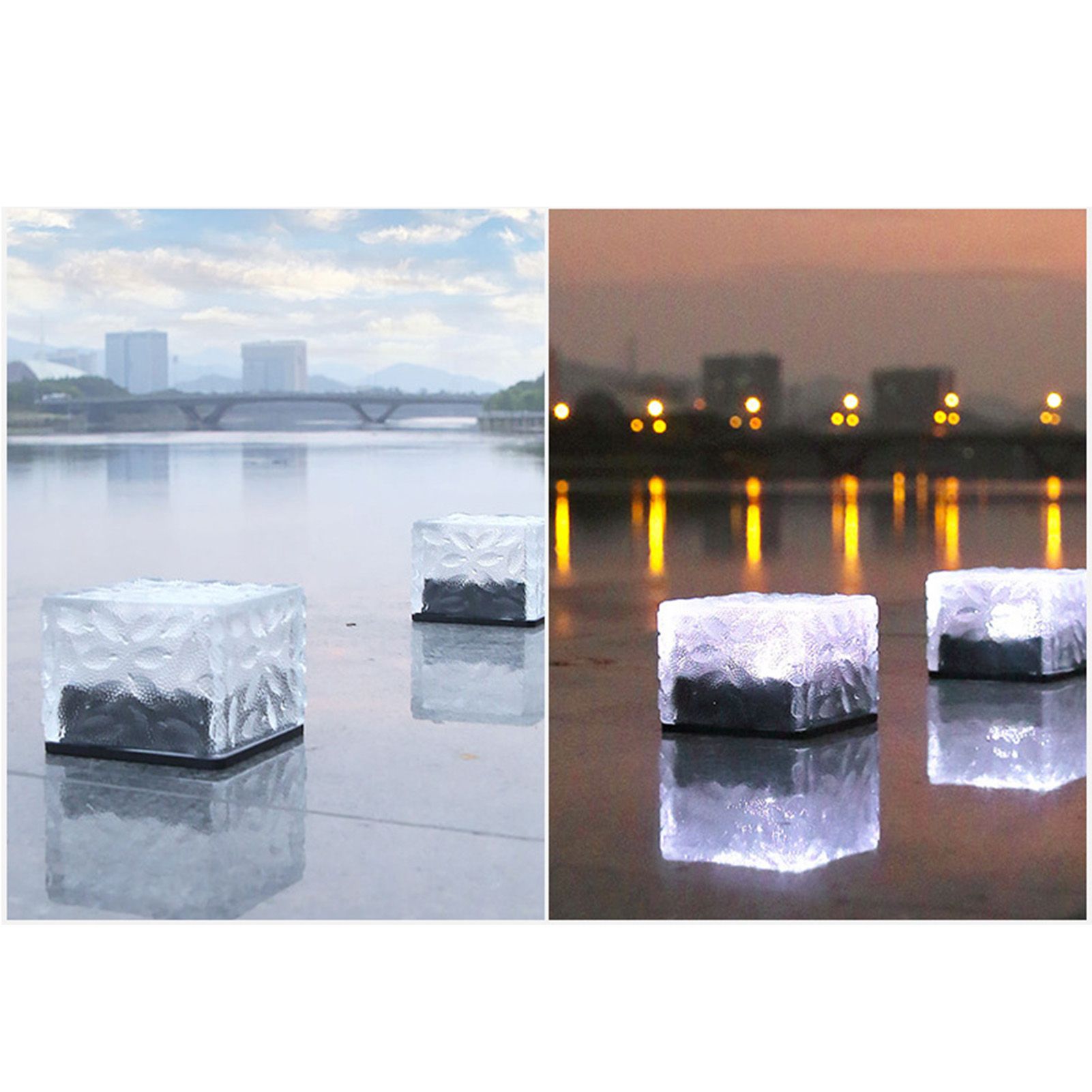 Solar Glass Brick Light ABS LED Waterproof In Ground Buried Ice Brick Landscape Lamp for Outdoor Yard Garden Lawn Blue Light - Image 7