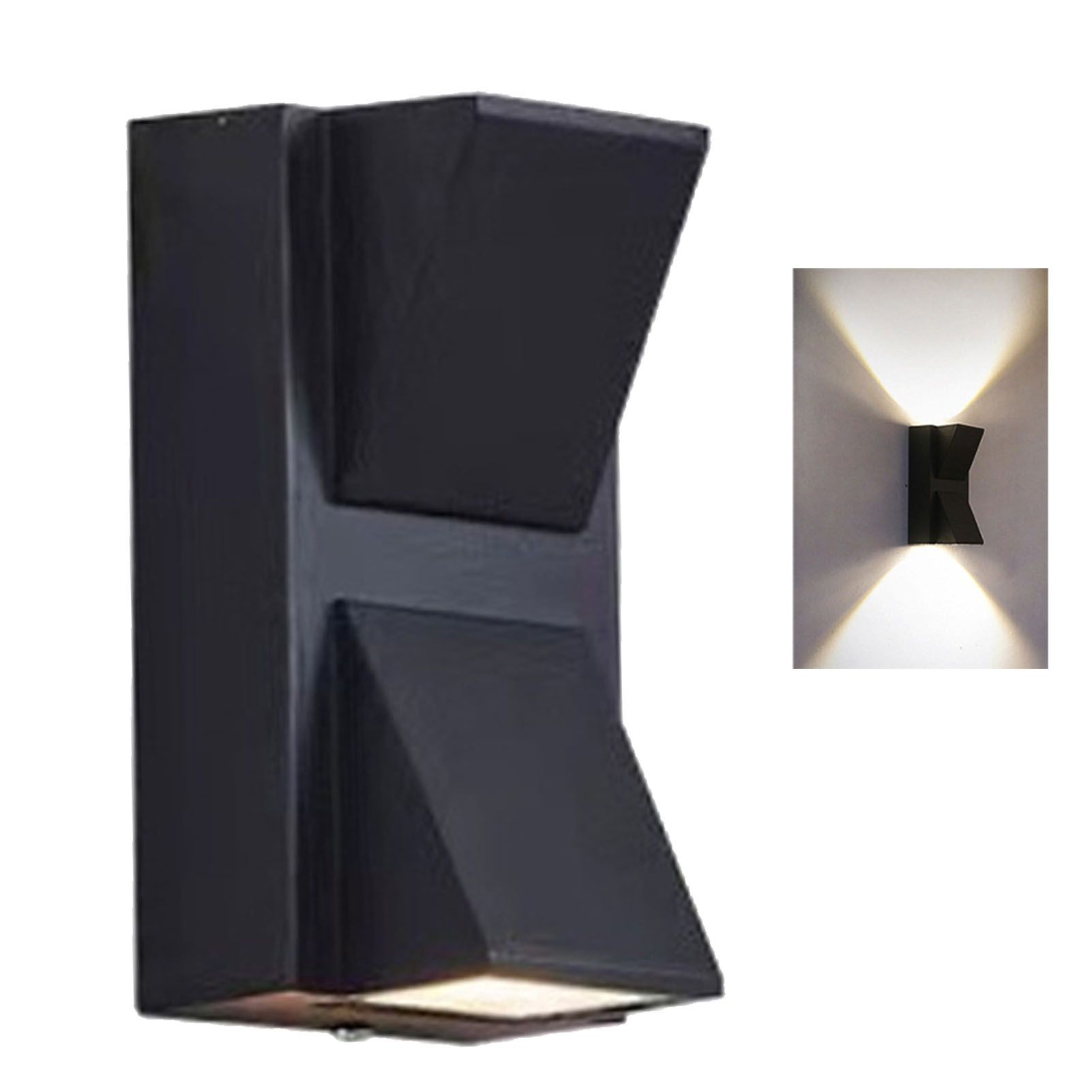 Outdoor Wall Light Plastic Housings Dual Head Exterior Wall Lamp with Up and Down Sconces 6000k White Light - Image 1