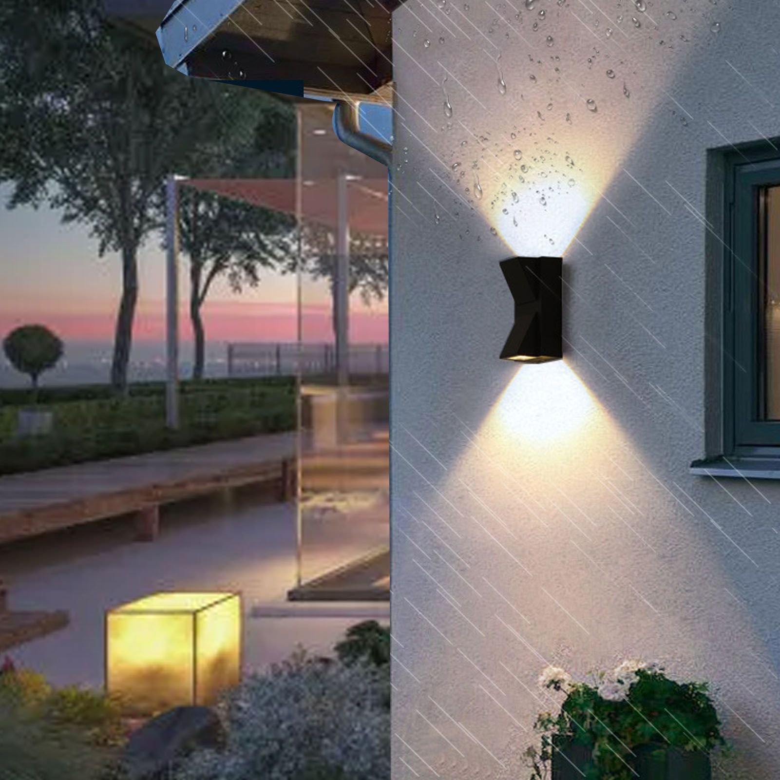 Outdoor Wall Light Plastic Housings Dual Head Exterior Wall Lamp with Up and Down Sconces 3000k Warm Light - Image 5