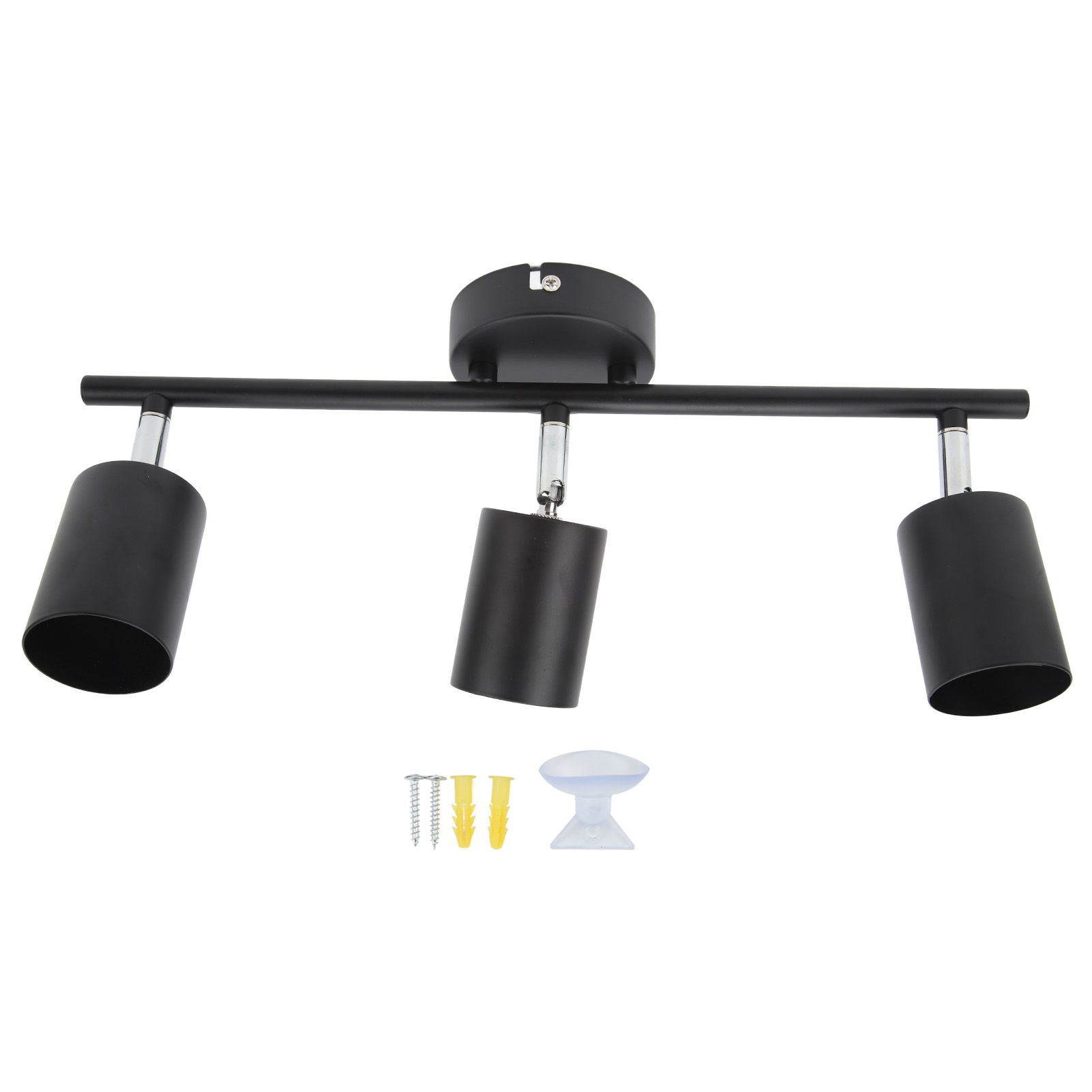 LED Track Light Kit 3 Heads 15.9in Arm 90 Degrees Rotatable Matte Black 3 Light Track Lighting Kit for GU10 Bulb 85‑265V - Image 1
