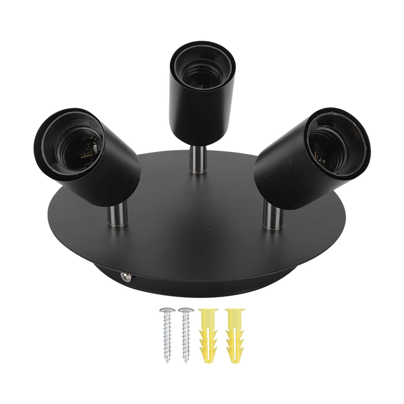 Ceiling Spotlight Holder 3 Head Rotating Lamp Base Ceiling Lamp Holder E27 Track Light Holder for Kitchen Bedroom 85‑265V - Image 1